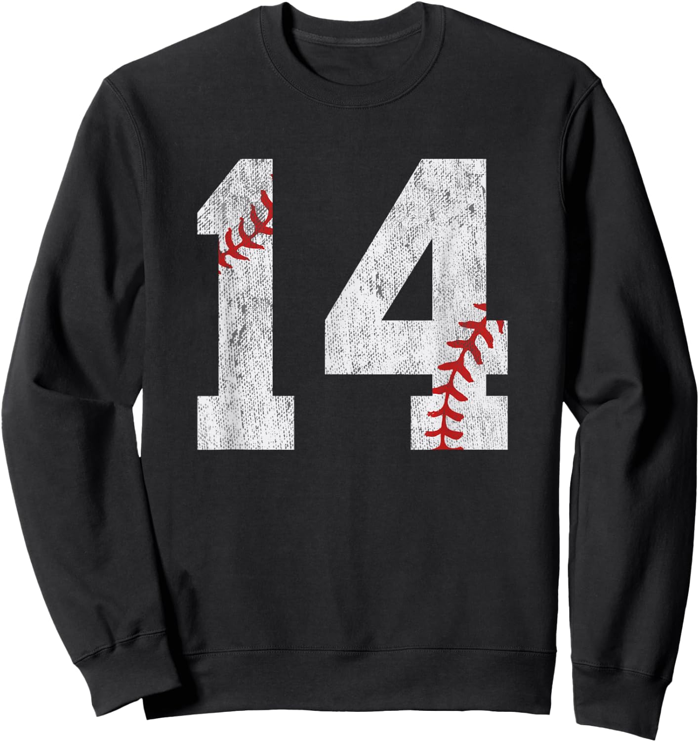 Number #14 Vintage 14th Birthday Baseball Lover 14 Years Old Sweatshirt - Sweatshirt | Black