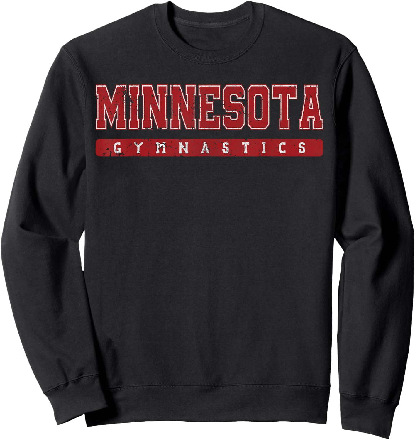 Minnesota Gymnastics Red Vintage Text Sweatshirt - Sweatshirt | Black