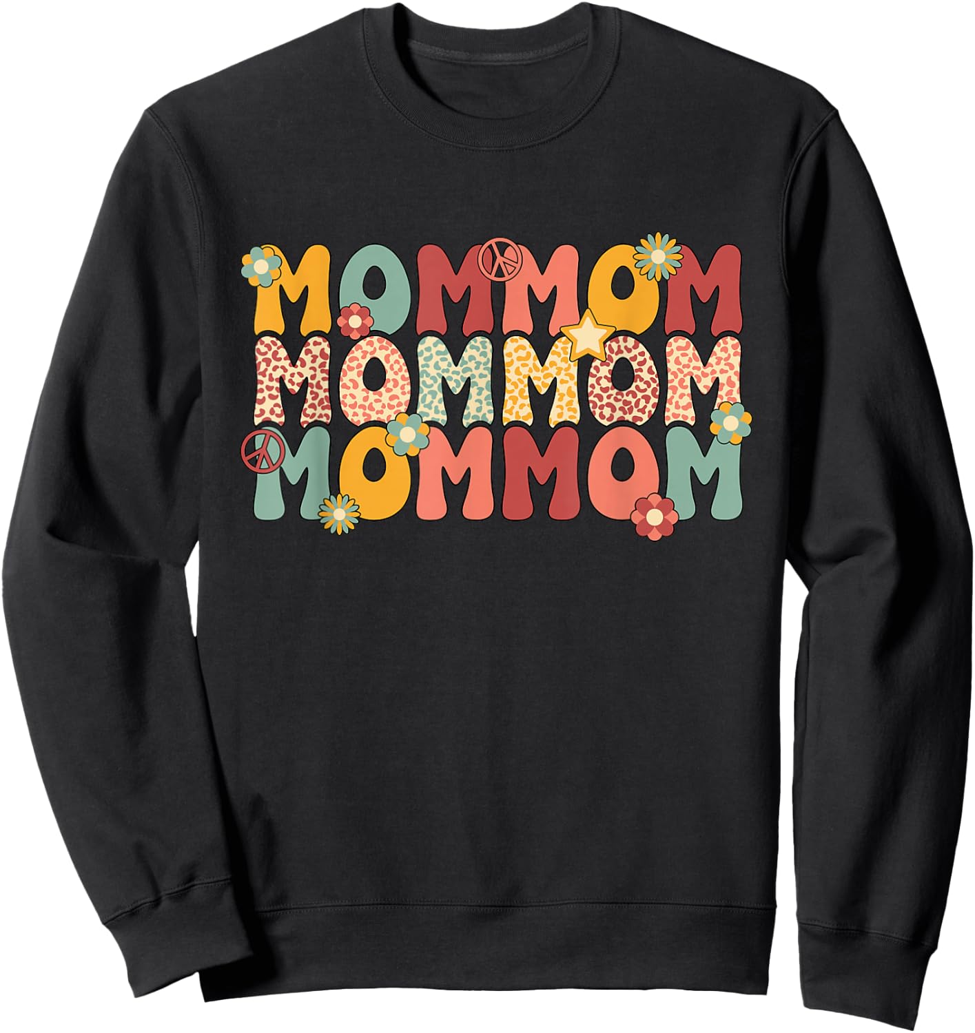 Mommom Grandma Groovy Mommom Grandmother Sweatshirt - Sweatshirt | Black