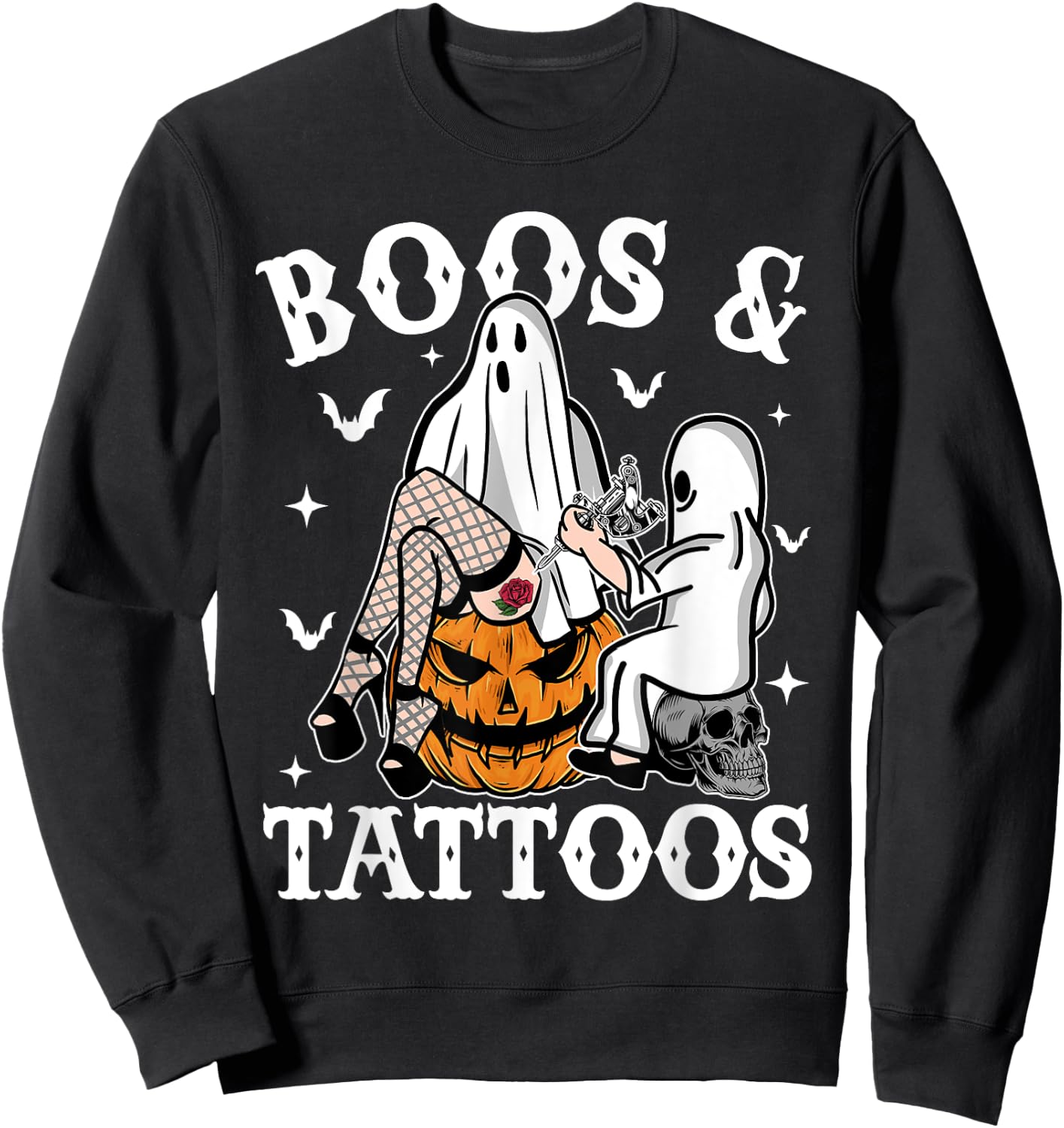 Ghosts Pumpkin Tattoo Artist Halloween Boos And Tattoos Sweatshirt - Sweatshirt | Black