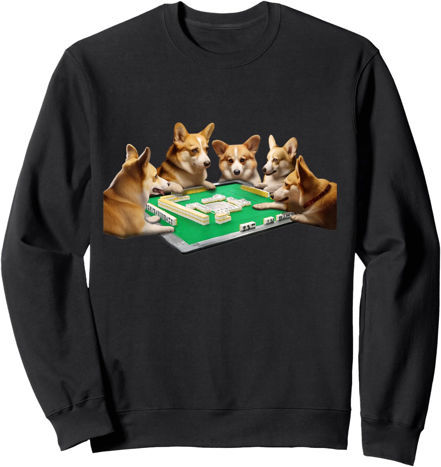 Corgi Dog Mahjongg Funny Dog Letter Men's Funny Clothes Funny Goods Present Neta Jakushi Sweatshirt - Sweatshirt | Black