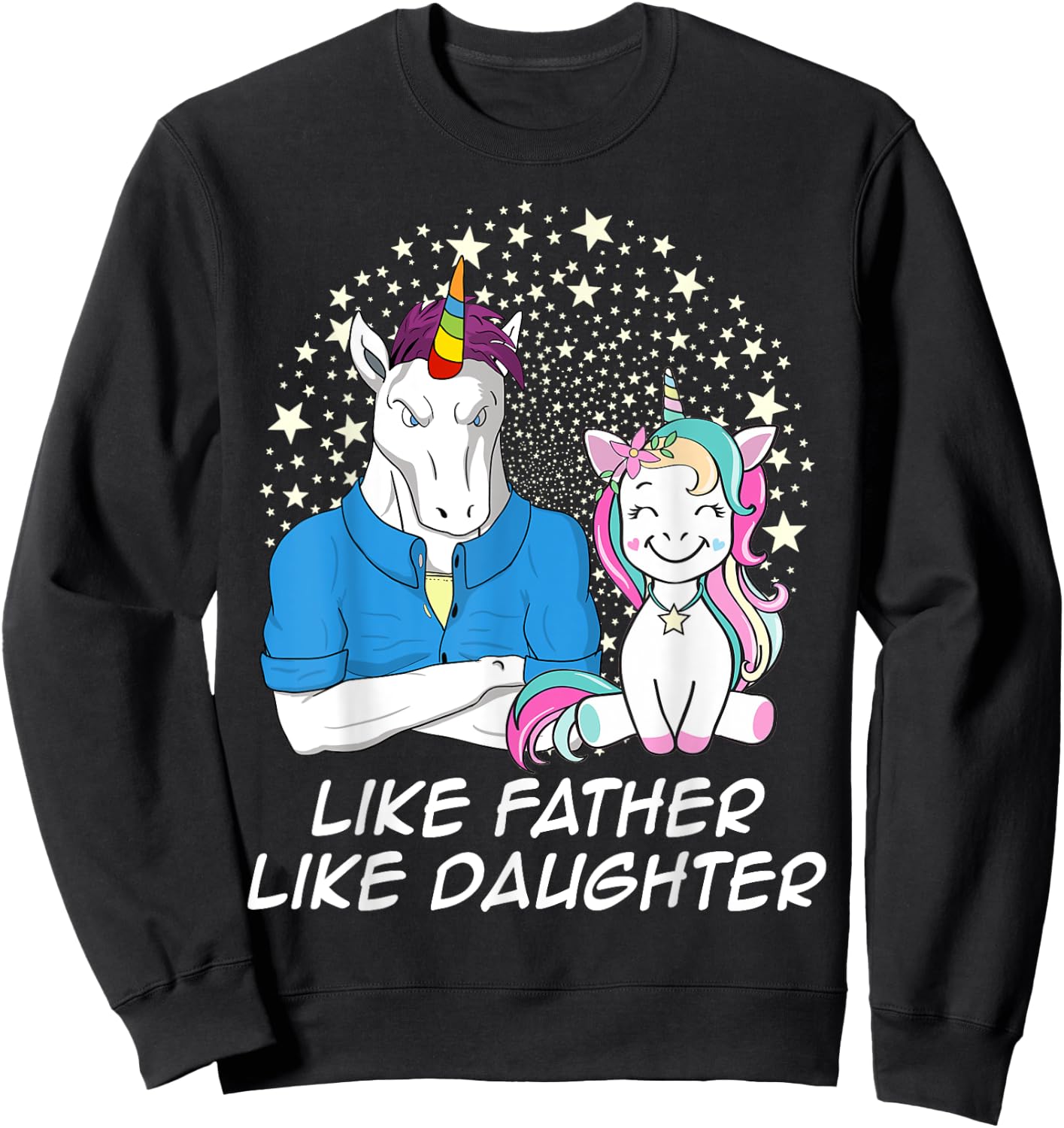Like Father Like Daughter Unicorn Matching For Dad Kid Sweatshirt - Sweatshirt | Black