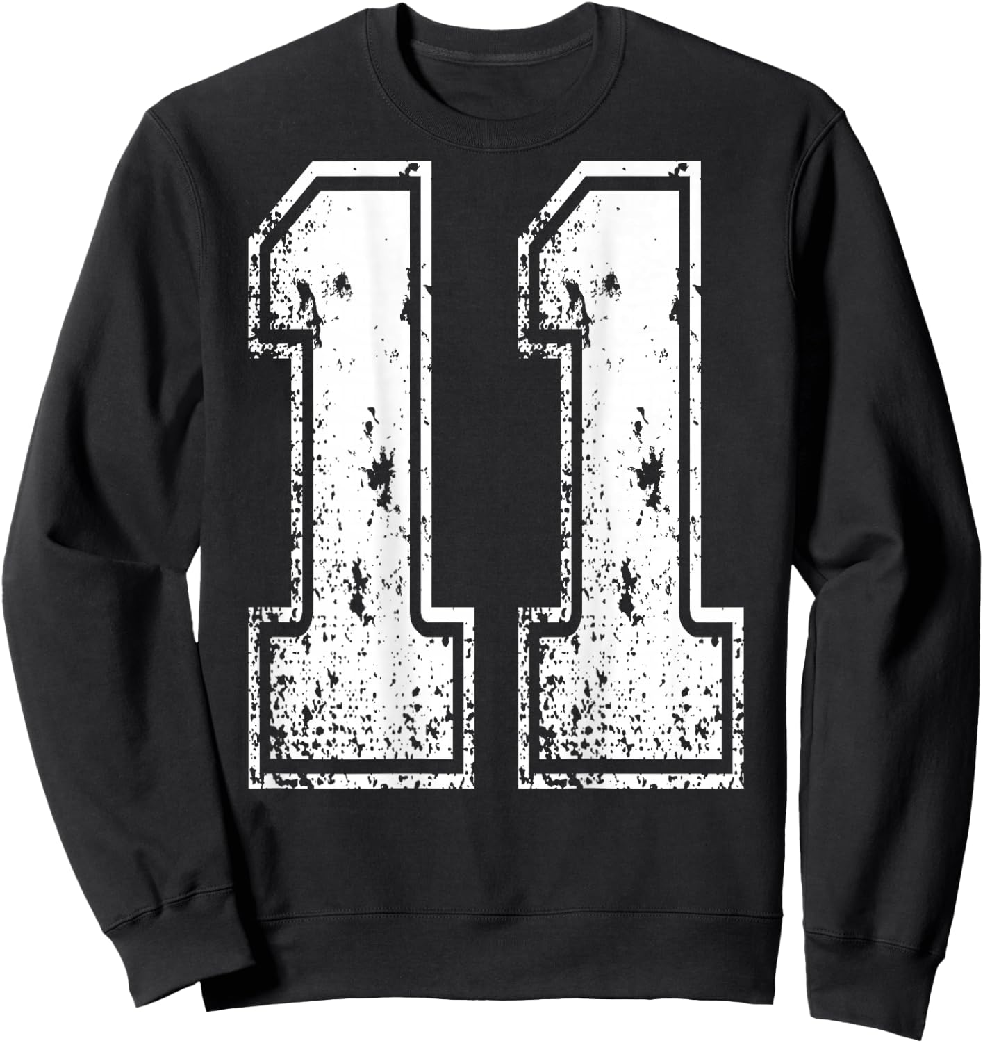 Number 11 Print On Back of Shirt Number 11 Numbered Sweatshirt - Sweatshirt | Black