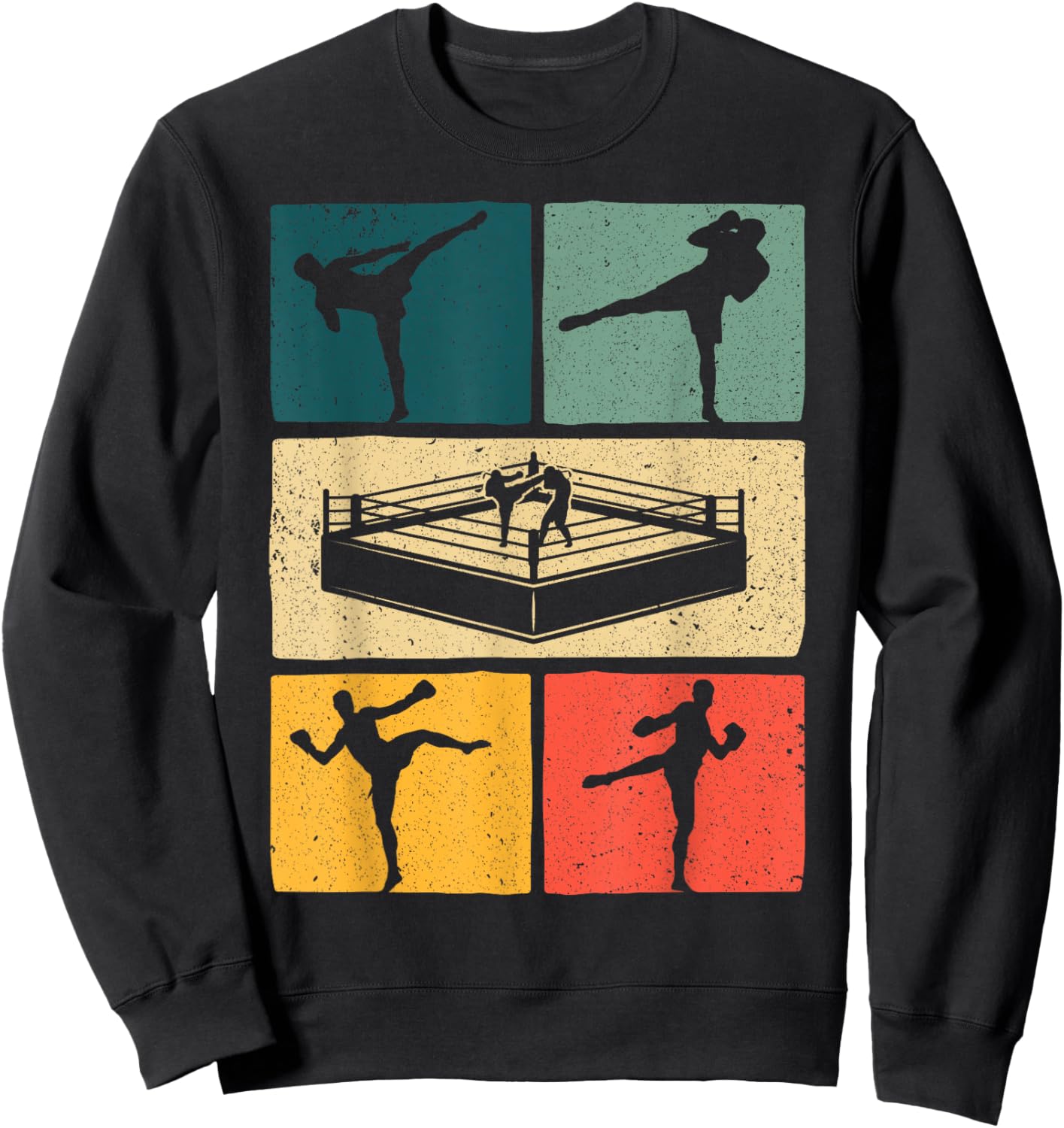 Vintage Kickboxing Art Women Kickboxer Sports Lover Sweatshirt - Sweatshirt | Black
