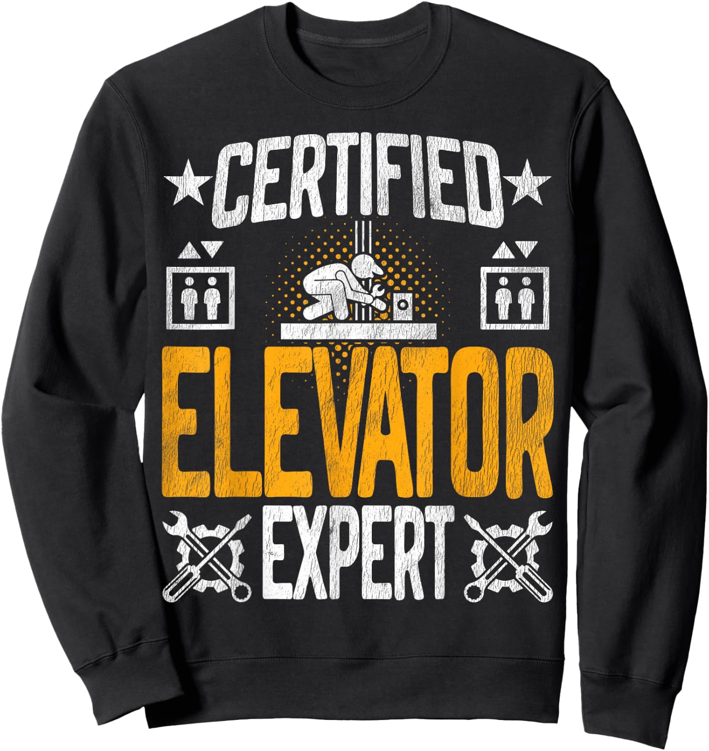 Certified Elevator Mechanic Expert - Elevator Inspector Sweatshirt - Sweatshirt | Black