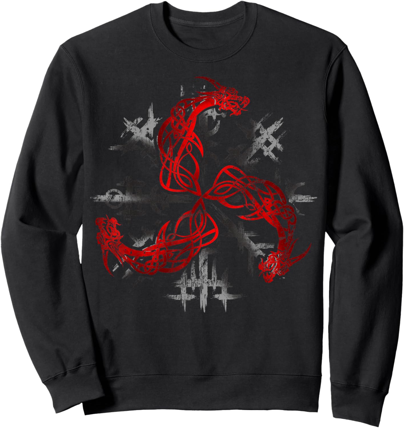 Viking Valknut Symbol Triskelion Amulet Celtic Three Dragons Sweatshirt - Sweatshirt | Black
