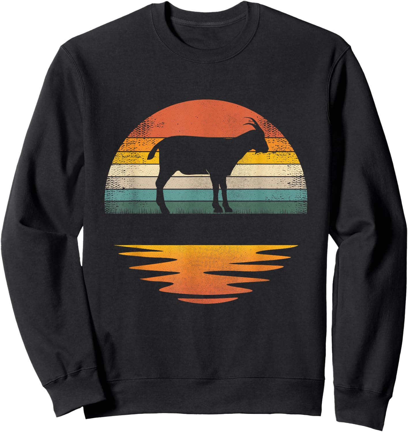Goat Vintage Retro Sunset Goat Lover Men Women Kids Sweatshirt - Sweatshirt | Black