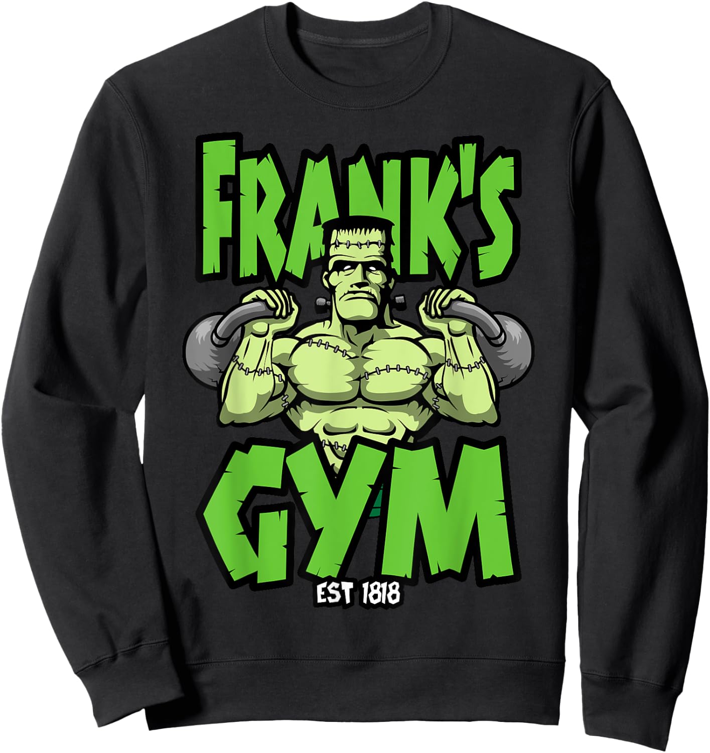 Frankenstein Kettlebell Fitness Gym Halloween Workout Sweatshirt - Sweatshirt | Black