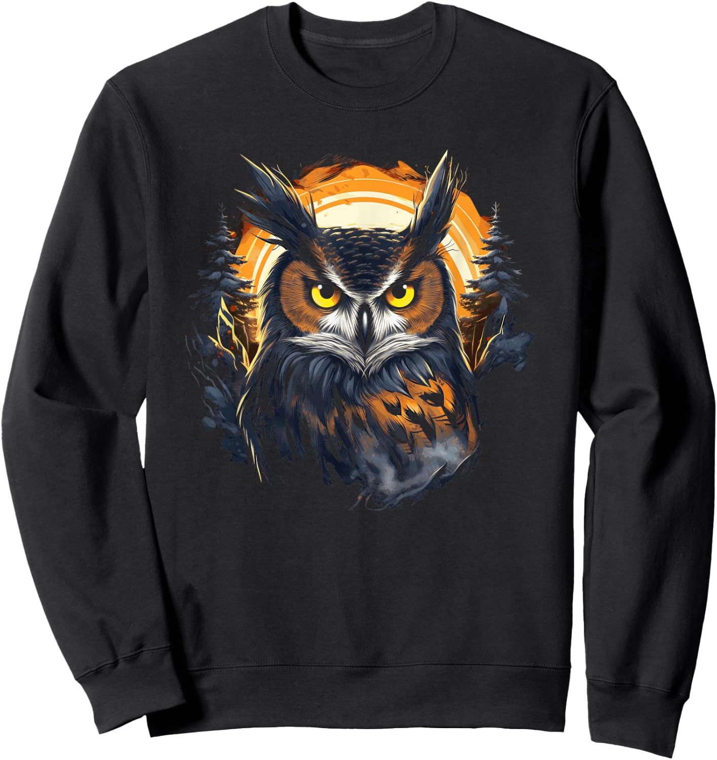 Great Horned Owl Sweatshirt - Sweatshirt | Black