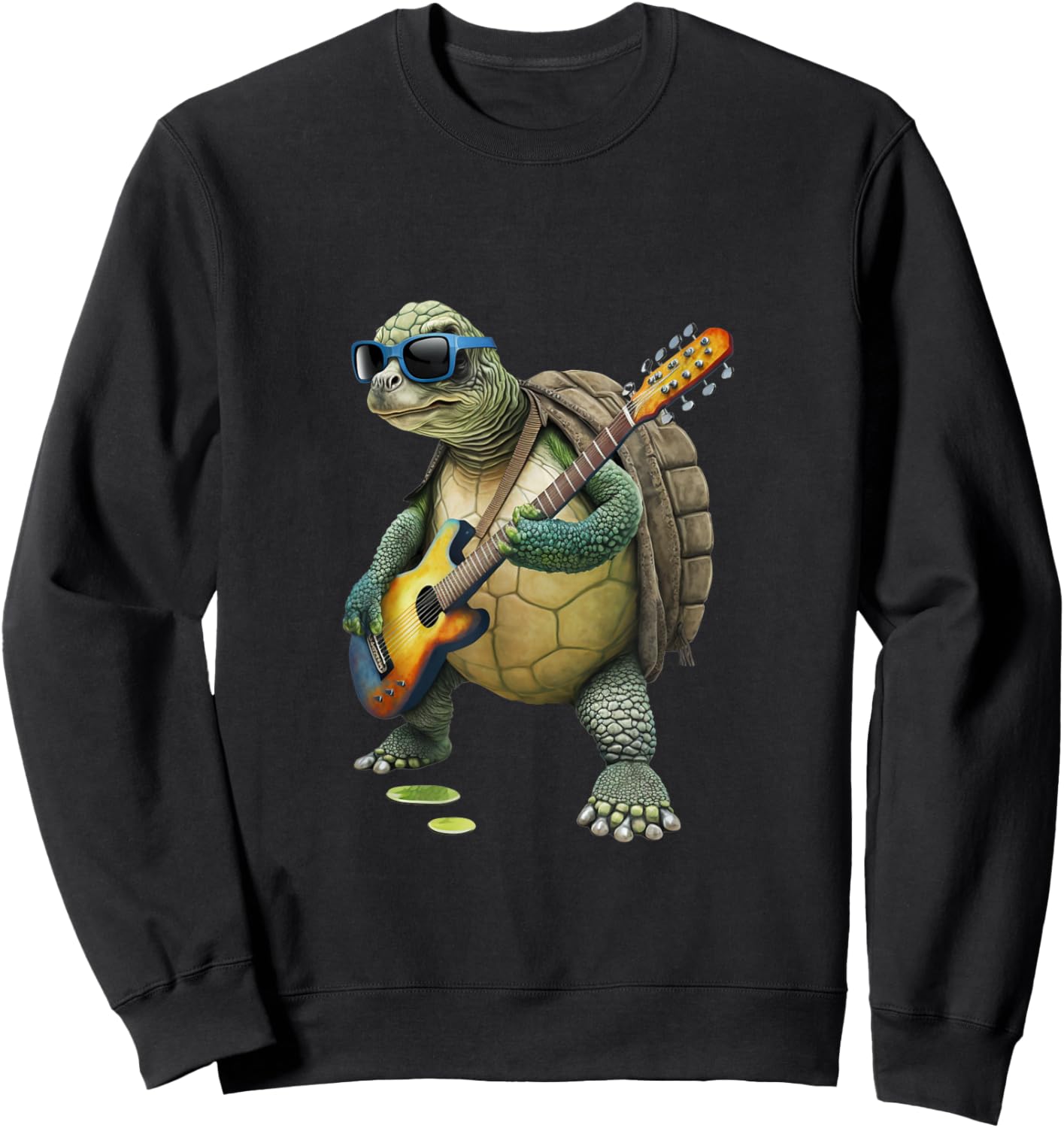 Turtle Playing Electric Guitar - Animal Turtle Lover Guitar Sweatshirt - Sweatshirt | Black