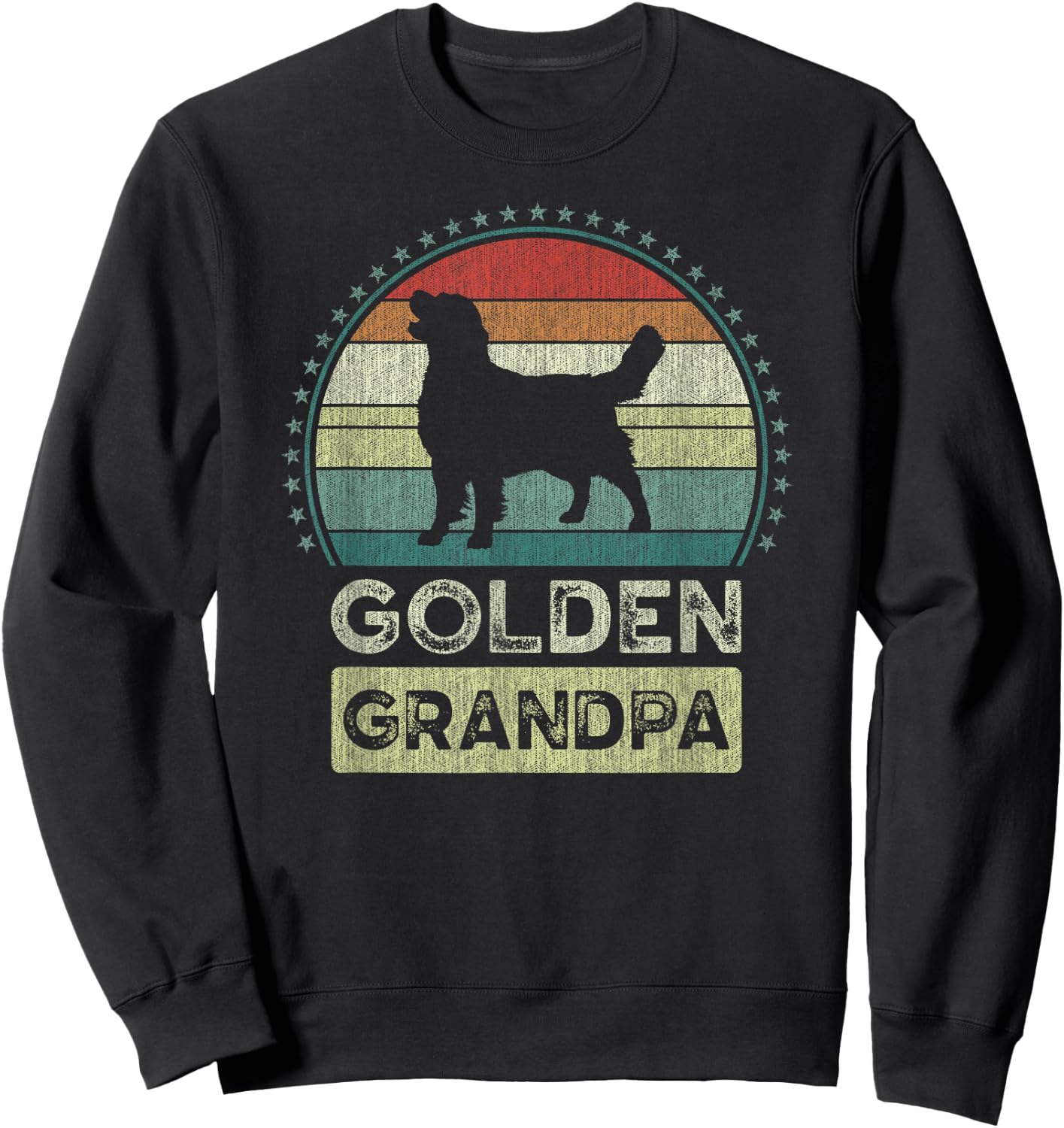 Golden Grandpa Father's Day, Golden Retriever Grandfather Sweatshirt - Sweatshirt | Black