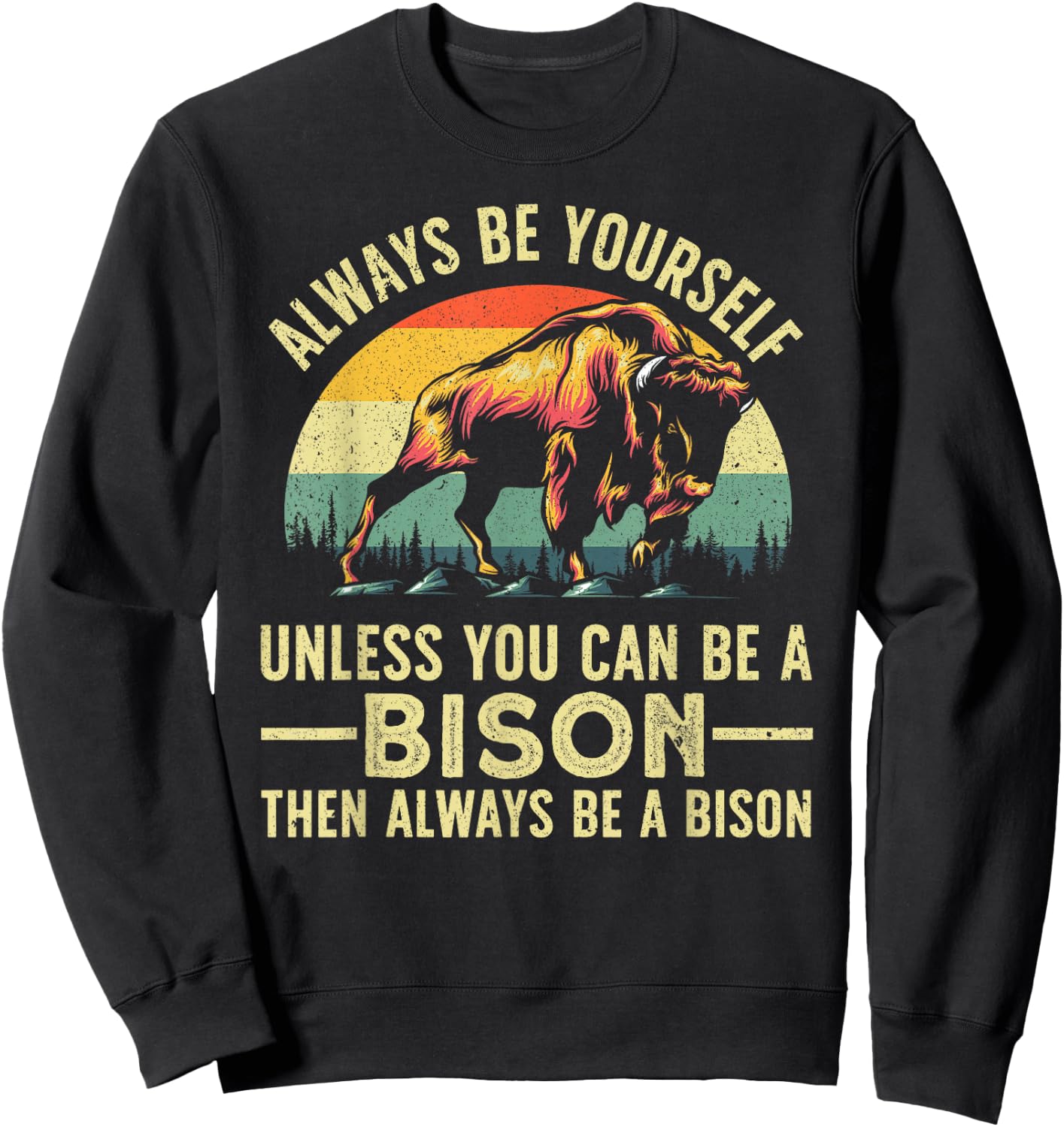 Best Bison Design Women Kids Buffalo Bison Lovers Sweatshirt - Sweatshirt | Black