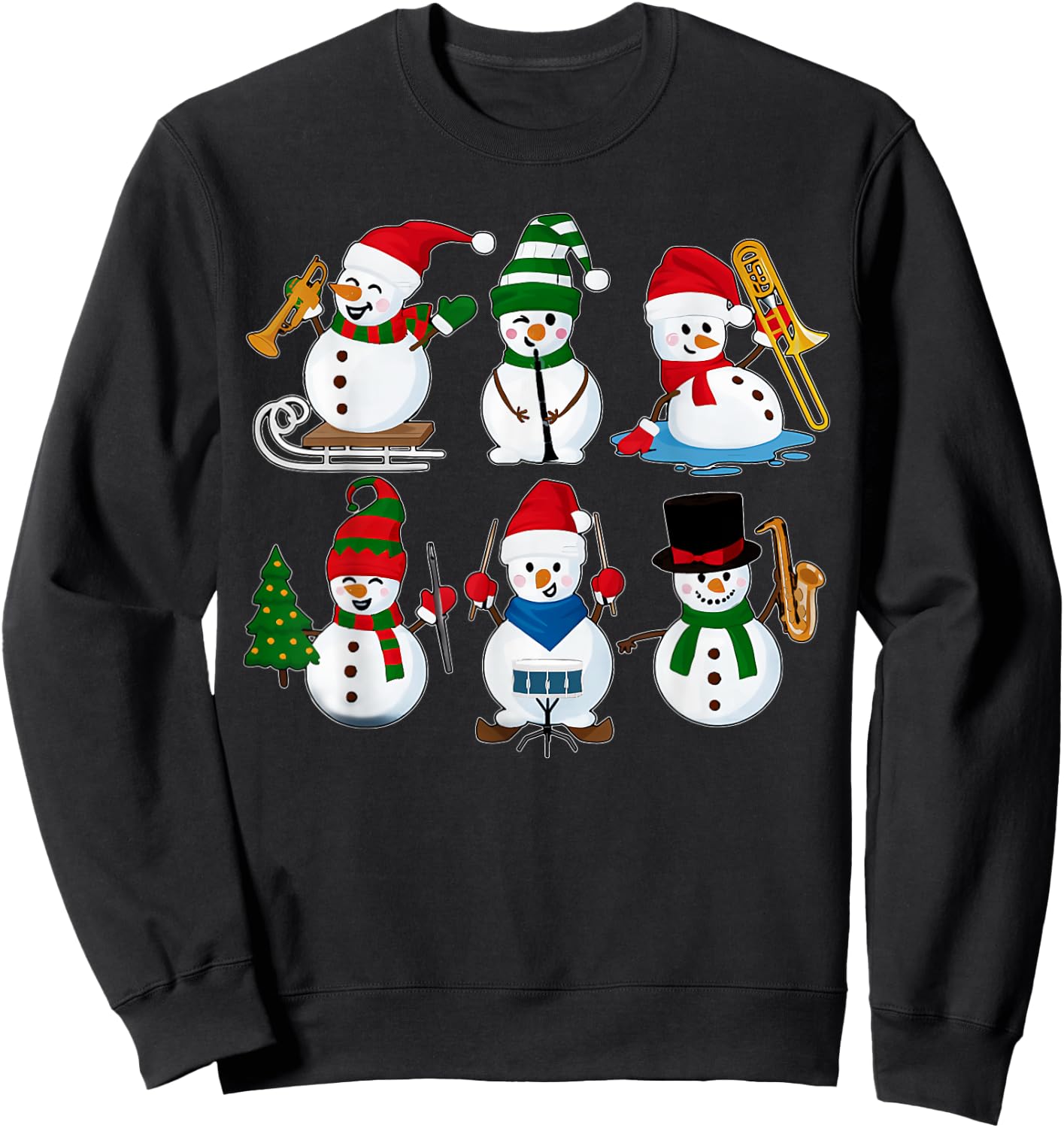 Music Snowman Band Christmas Musical Teacher Sweatshirt - Sweatshirt | Black