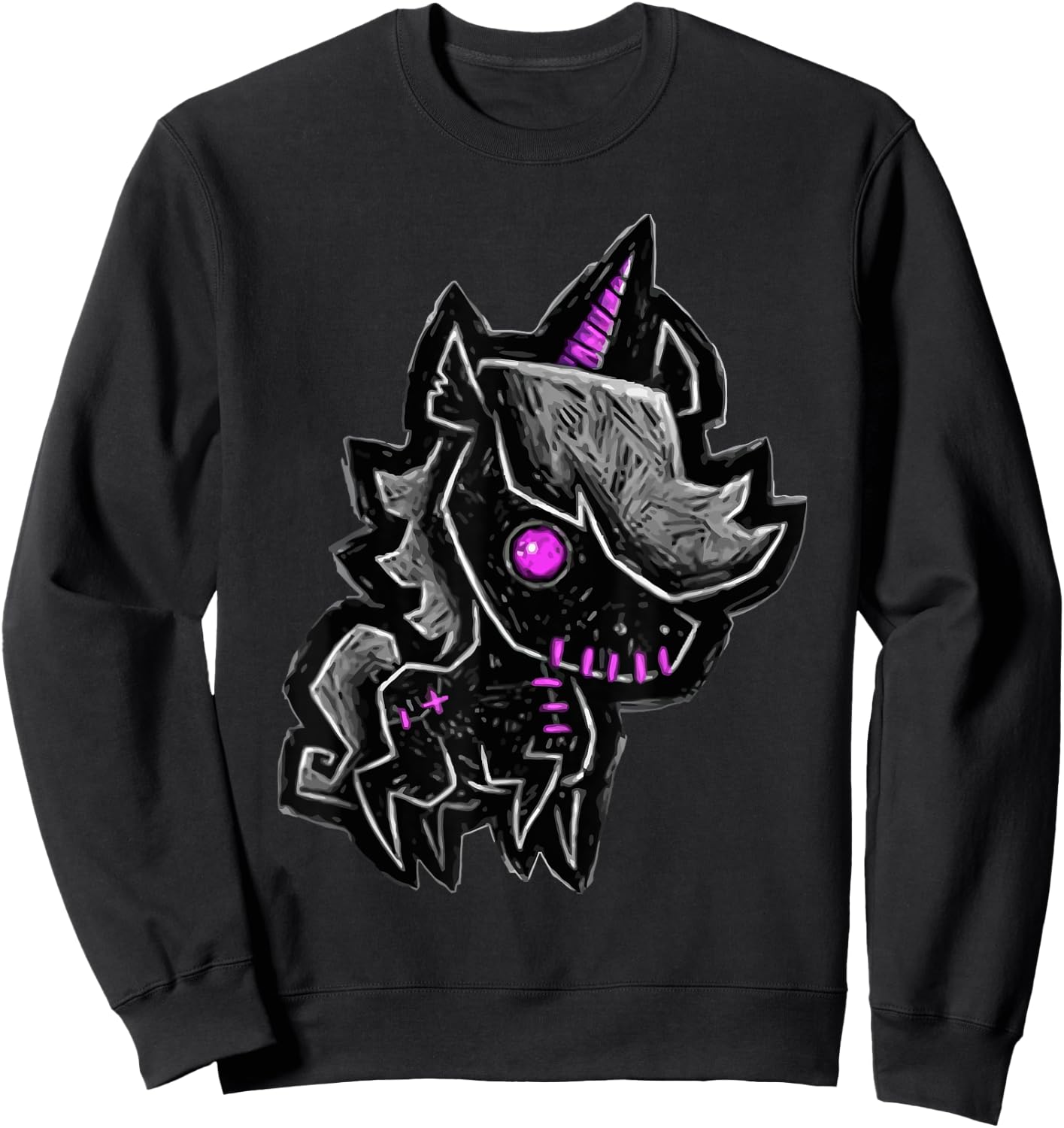Creepy emo goth teen gothic unicorn graphic Sweatshirt - Sweatshirt | Black