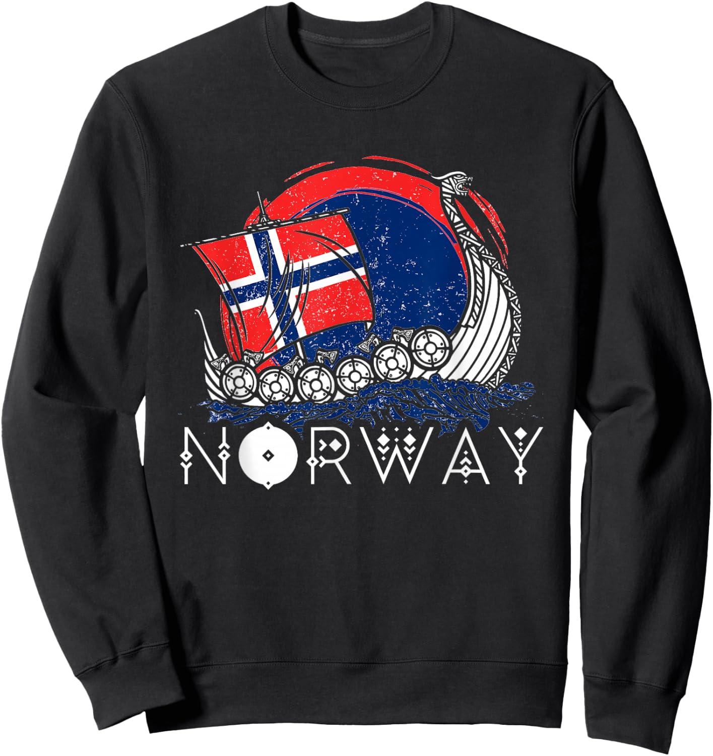 Boat Norwegian Flag Norway Viking Ship Pride Ocean Boating Sweatshirt - Sweatshirt | Black