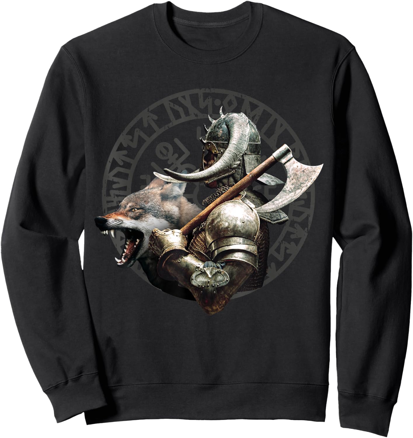 Viking Runes Nordic Celtic Wolf Lovers Sweatshirt - Sweatshirt | Black
