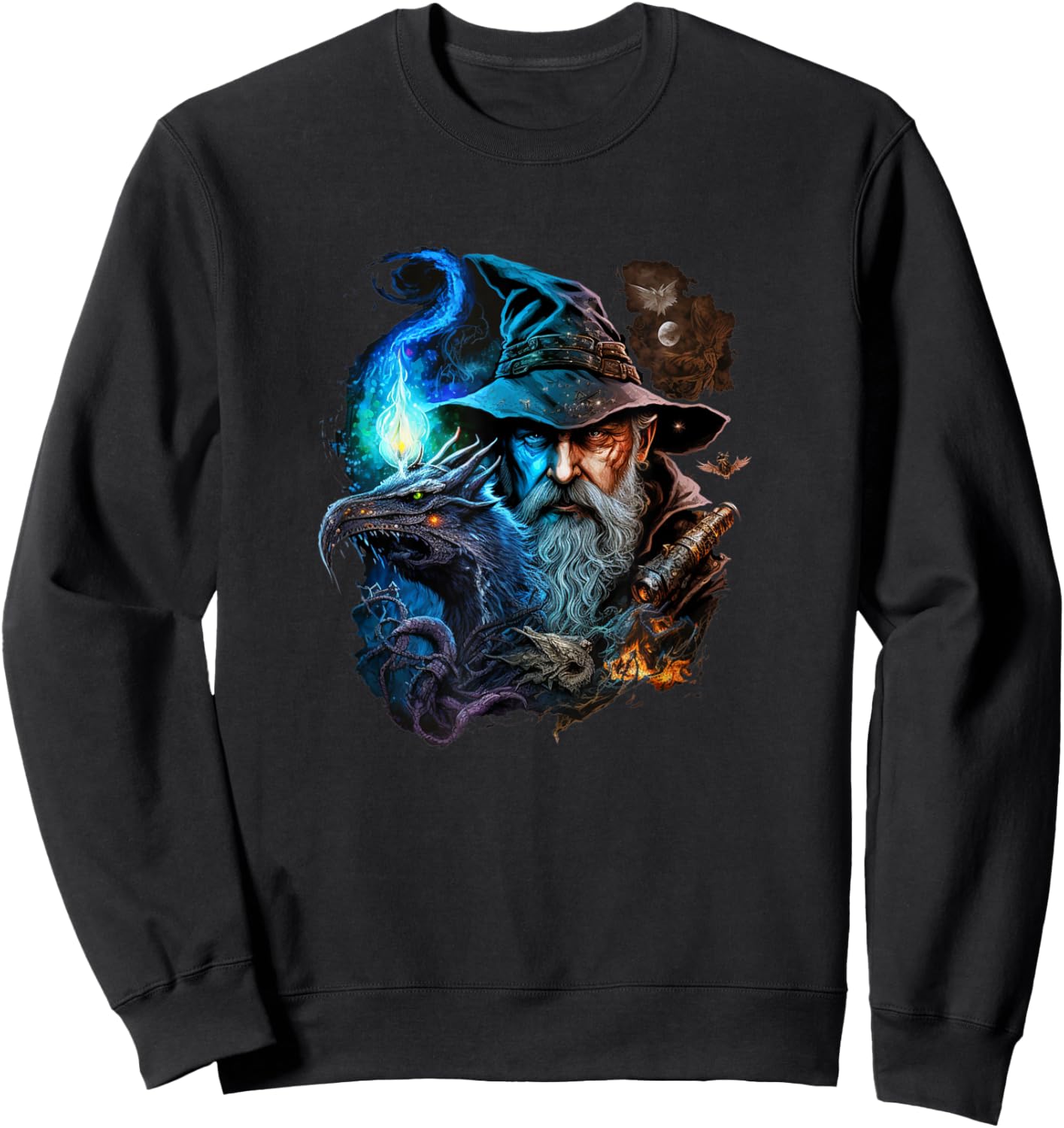 Retro Magical Wizard Fantasy Sweatshirt - Sweatshirt | Black