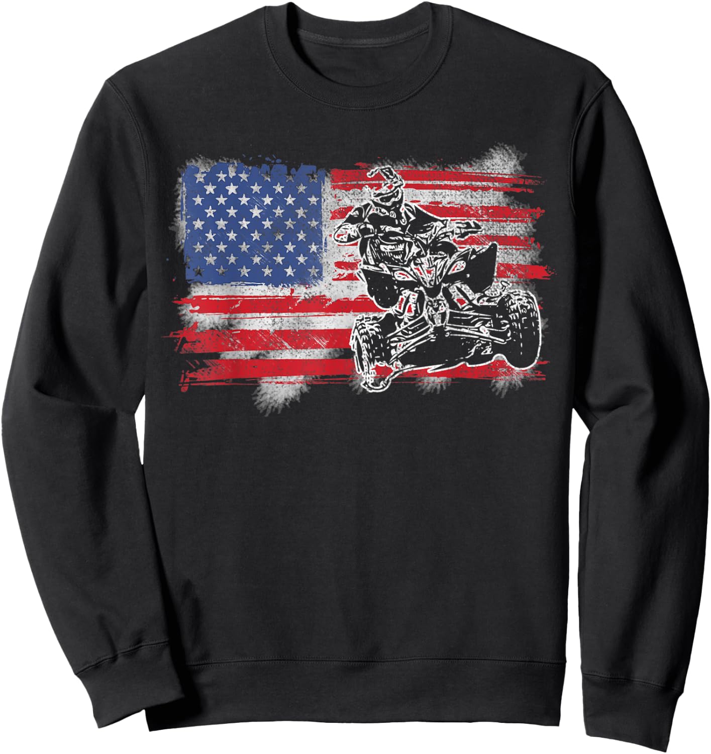 American USA Flag ATV Four Wheeler Quad Bike Brap Sweatshirt - Sweatshirt | Black