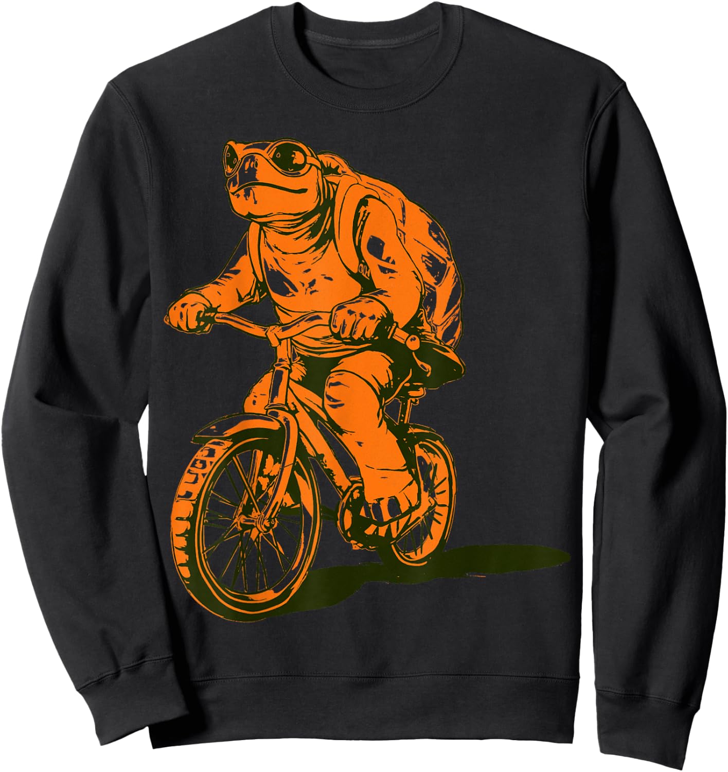 Turtle Animal Driving Bike Design Bicycle Sweatshirt - Sweatshirt | Black