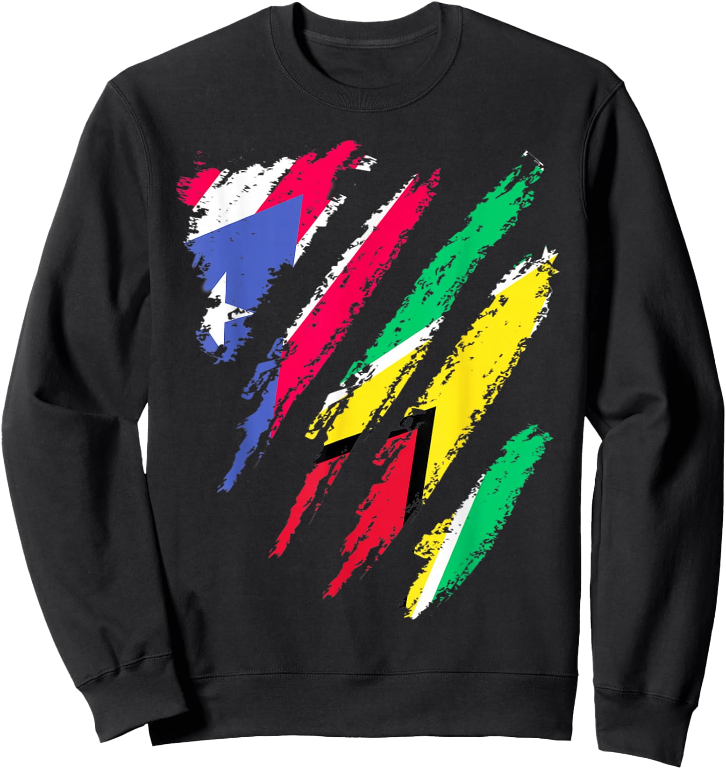 Puerto Rico Flag Guyana Grown Patriot Country Stripes Sweatshirt - Sweatshirt | Black