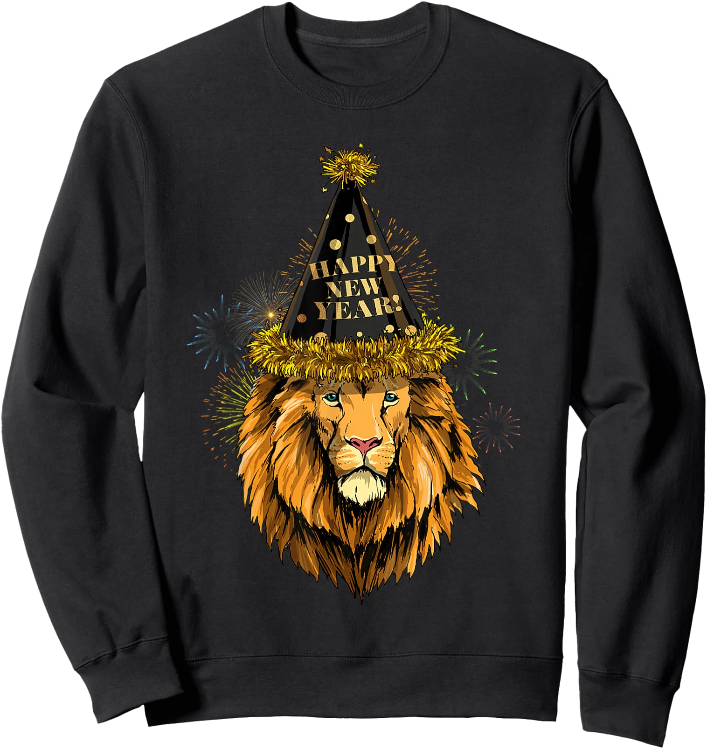 New Year Lion New Year's Eve Party Countdown Safari Wildlife Sweatshirt - Sweatshirt | Black