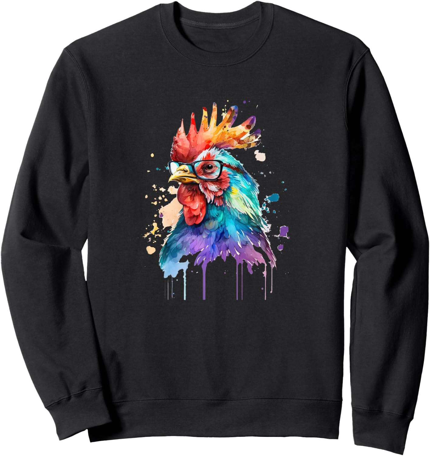 Cute Farm Chicken Lovers Motif Funny Country Design Chicken Sweatshirt - Sweatshirt | Black