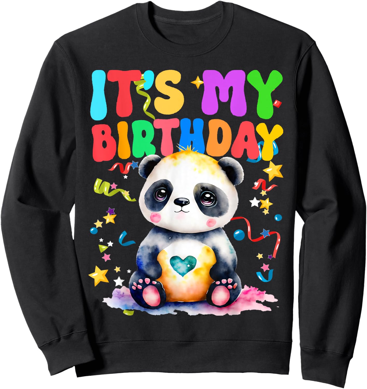 Panda Birthday For Kids It's My Birthday Panda Sweatshirt - Sweatshirt | Black