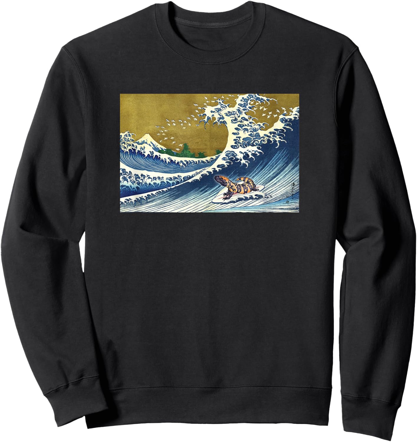 Funny Retro Vintage Surfing A Wave Gila Monster Lover Sweatshirt - Sweatshirt | Black