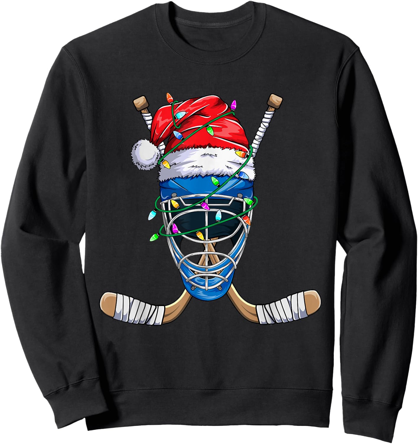 Santa Sports Design Boys Christmas Hockey Player Sweatshirt - Sweatshirt | Black