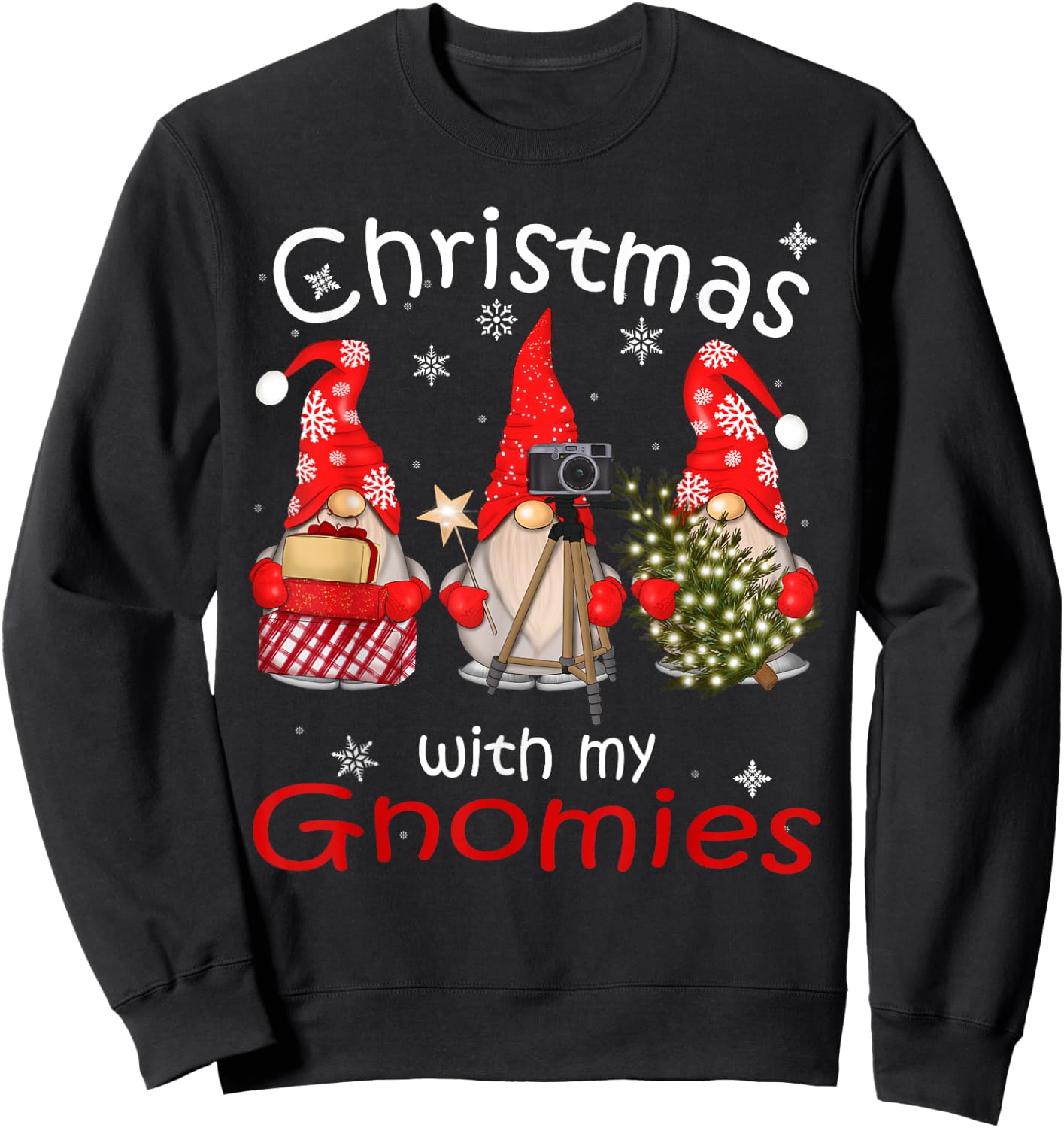 Gnome Gifts Funny Family Christmas Shirts Women 2024 Sweatshirt - Sweatshirt | Black