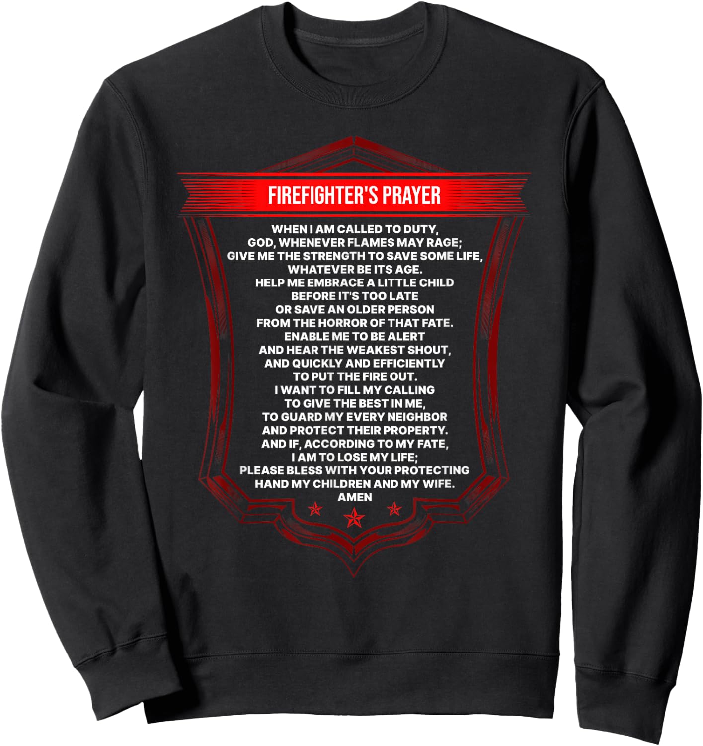Firefighter's Prayer Fireman First Responder Fire Fighter Sweatshirt - Sweatshirt | Black