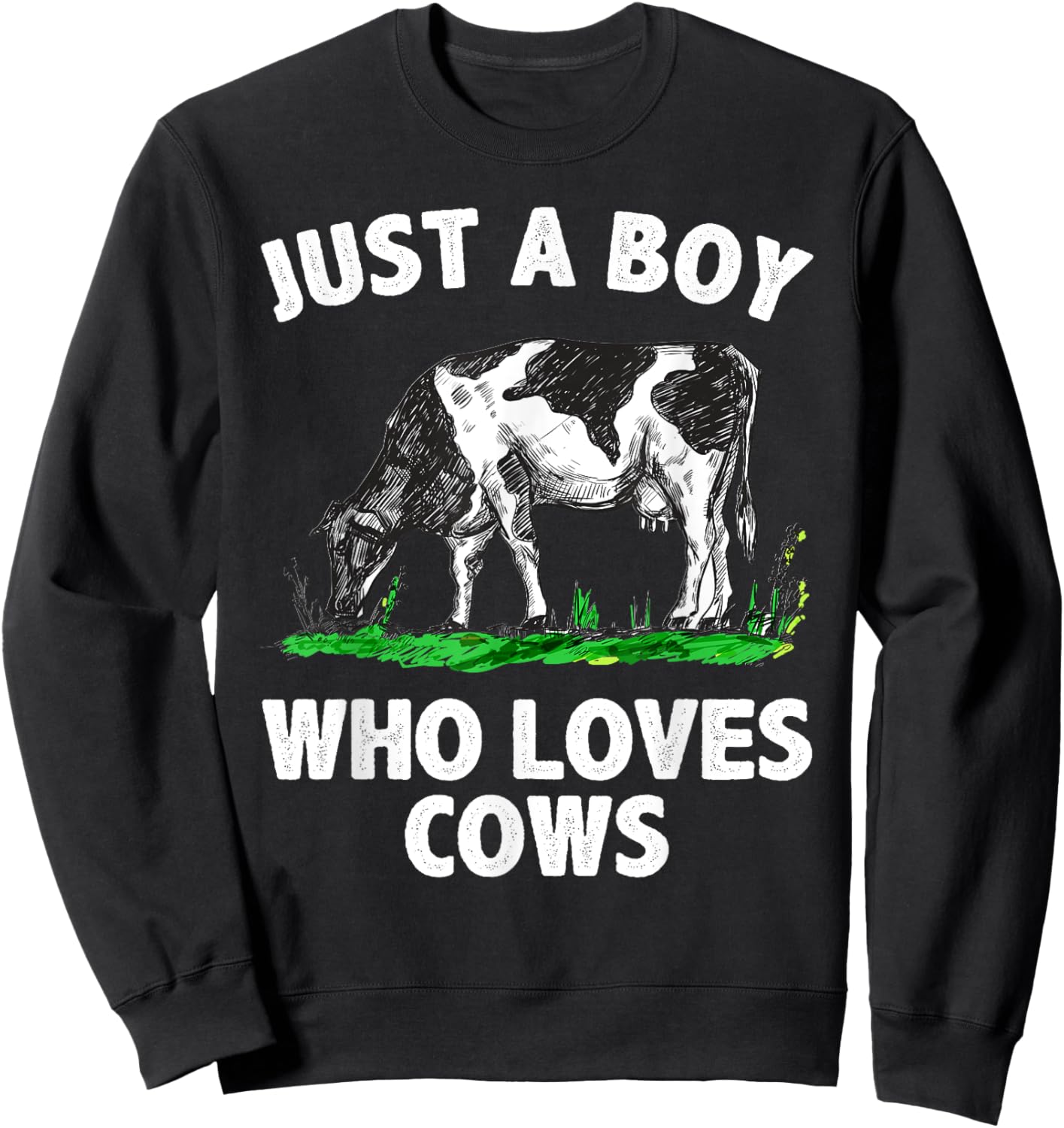 Funny Cow Design Boys Cow Farmer Livestock Animal Sweatshirt - Sweatshirt | Black