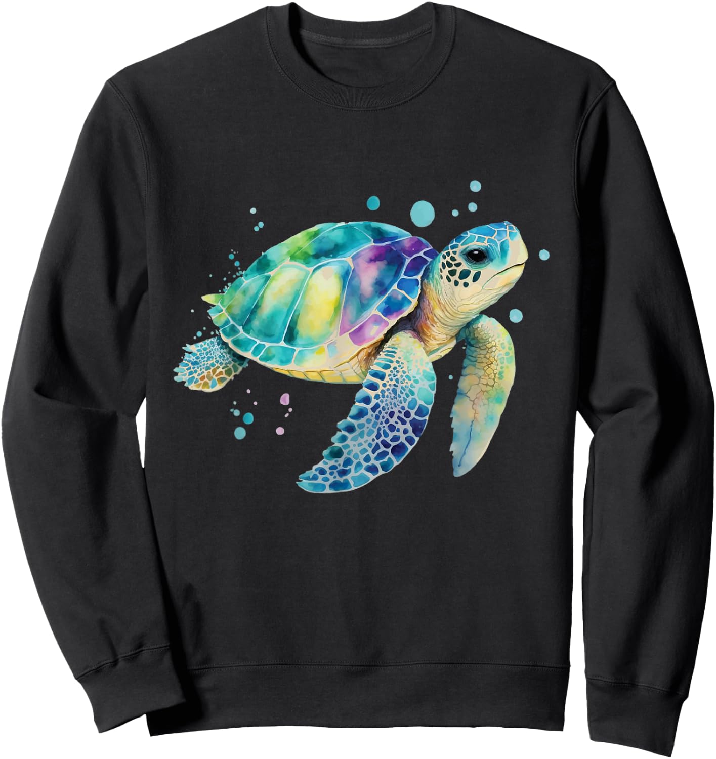 Turtle Splash Artwork - Beach Ocean Wildlife Animal Lover Sweatshirt - Sweatshirt | Black