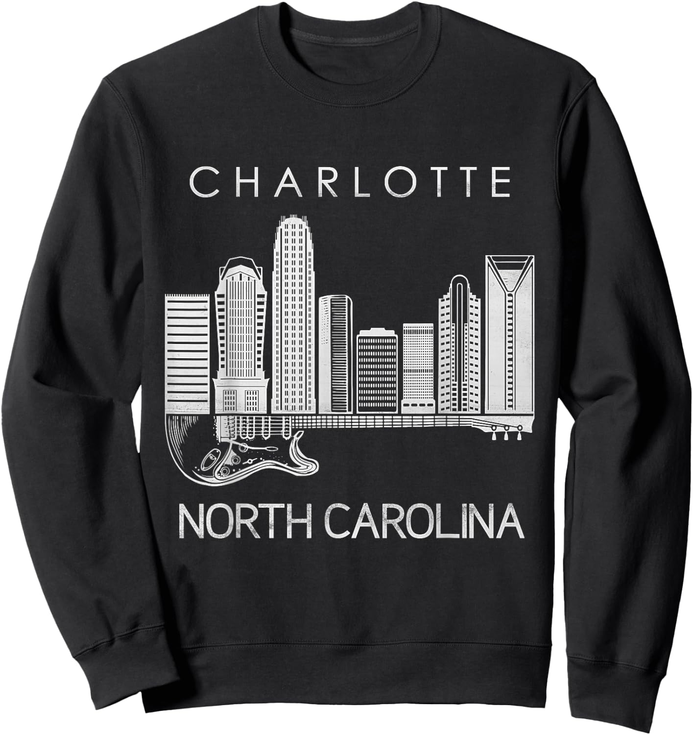 Charlotte Souvenir Men North Carolina Souvenir Music Guitar Sweatshirt - Sweatshirt | Black