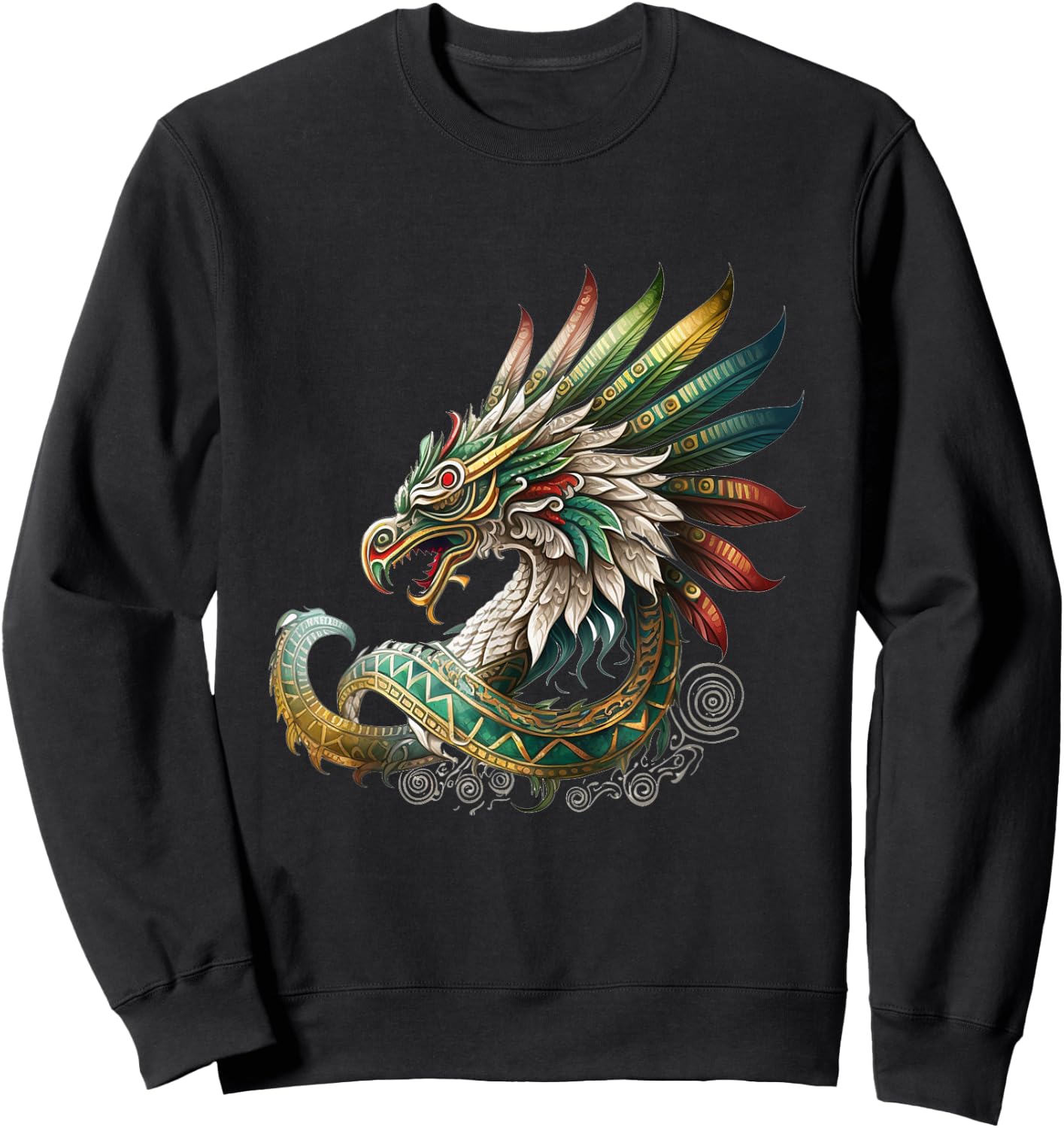Feathered Serpent Aztec Quetzalcoatl Mexican Mythology Sweatshirt - Sweatshirt | Black