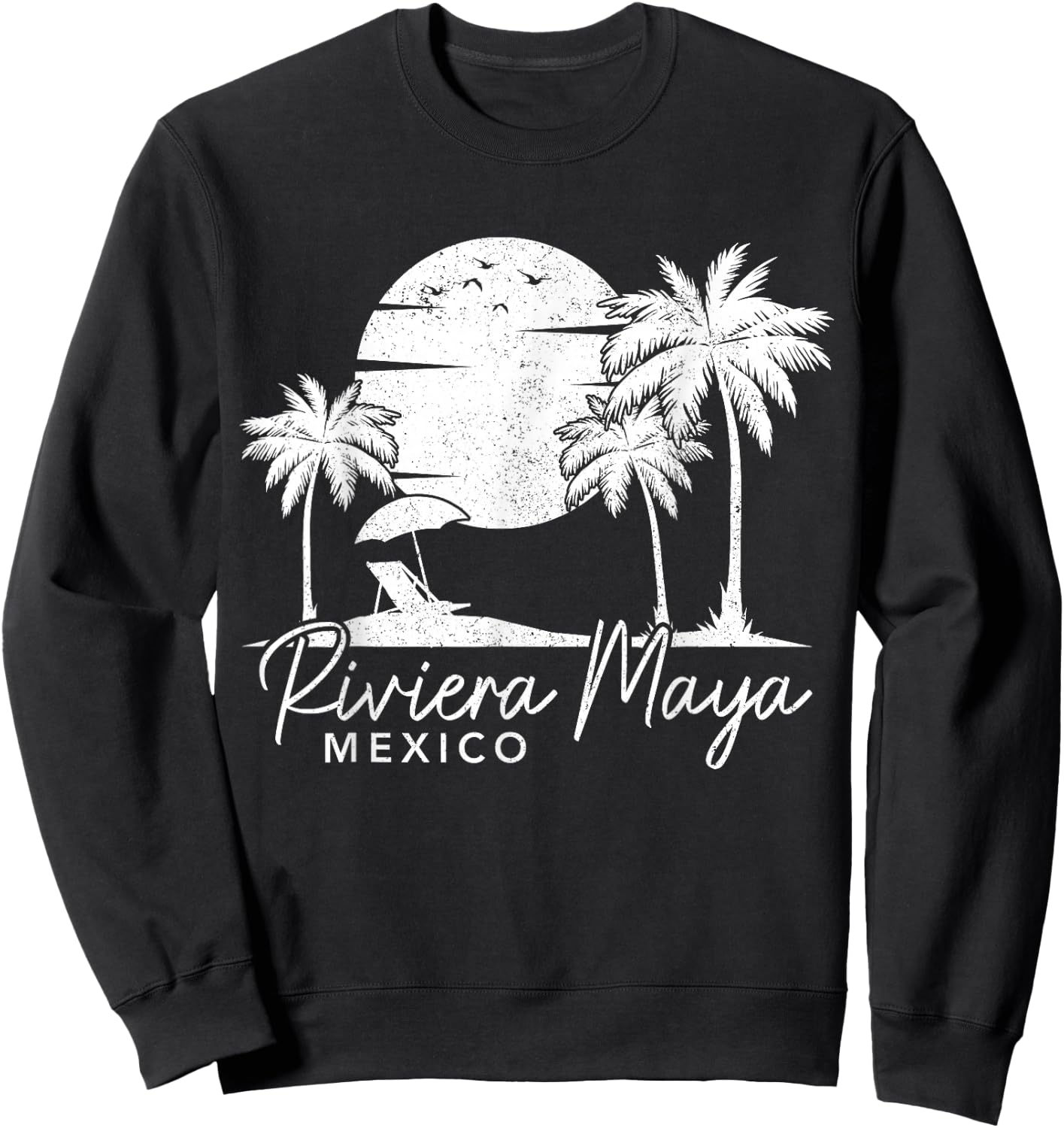 Riviera Maya Mexico Vintage Sunset Surfer Retro Sweatshirt - Sweatshirt | Black