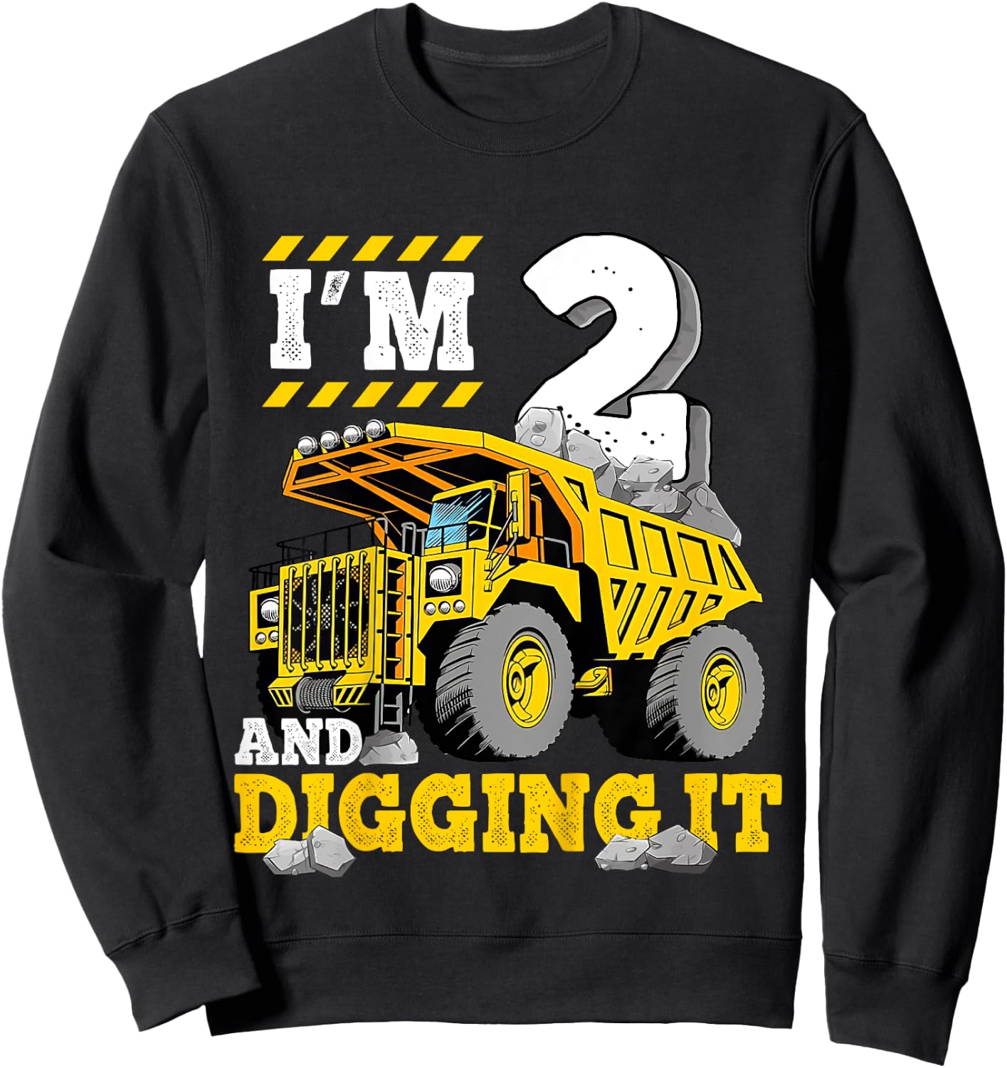Two 2th Birthday Cool Construction Truck 2yr Boy 2 Years Old Sweatshirt - Sweatshirt | Black