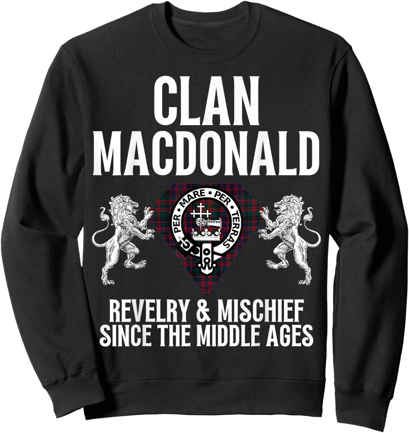 MacDonald Clan Scottish Name Coat Of Arms Tartan Family Sweatshirt - Sweatshirt | Black