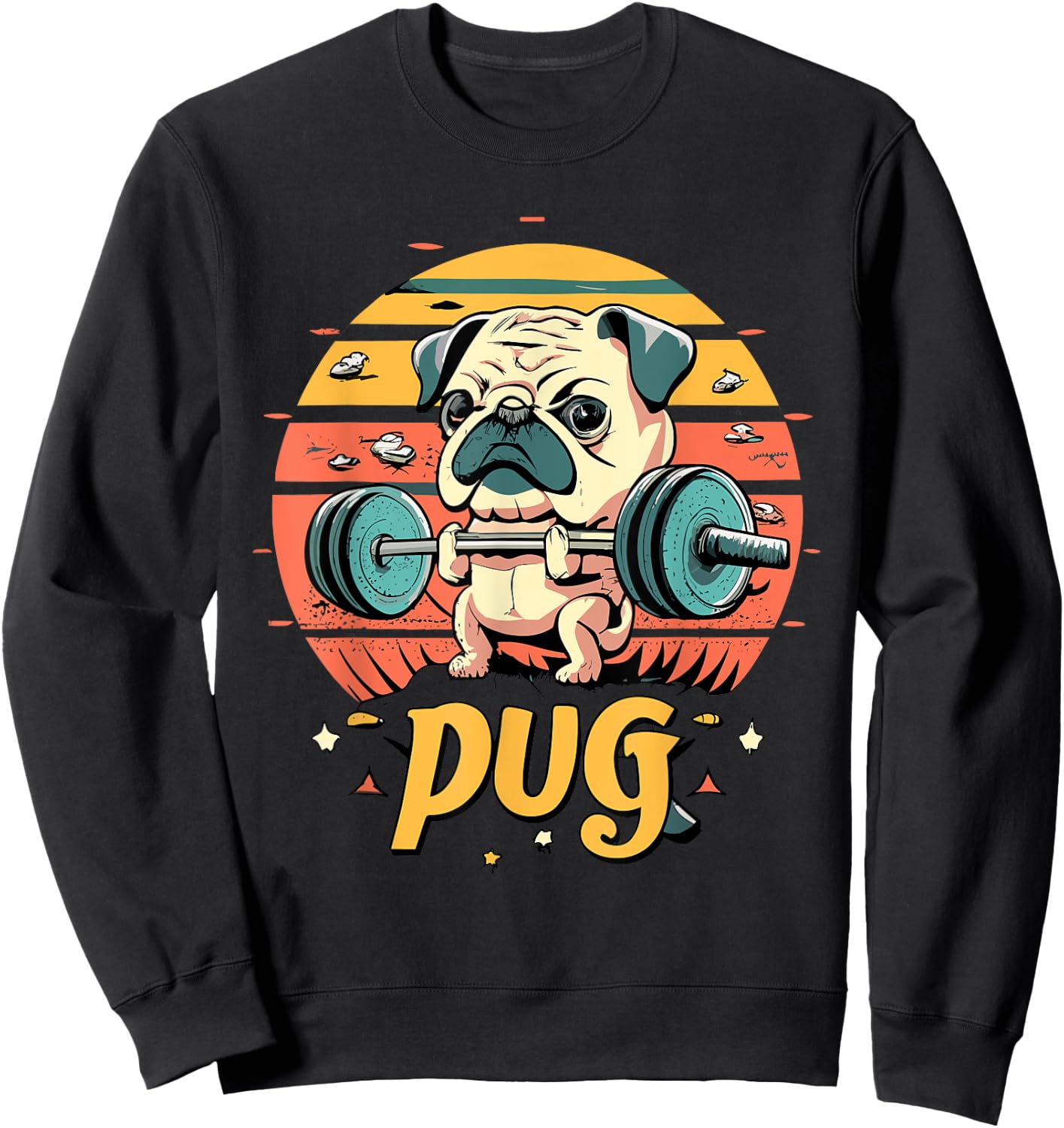 Pug Weightlifting Funny Deadlift Men Fitness Gym Workout Sweatshirt - Sweatshirt | Black