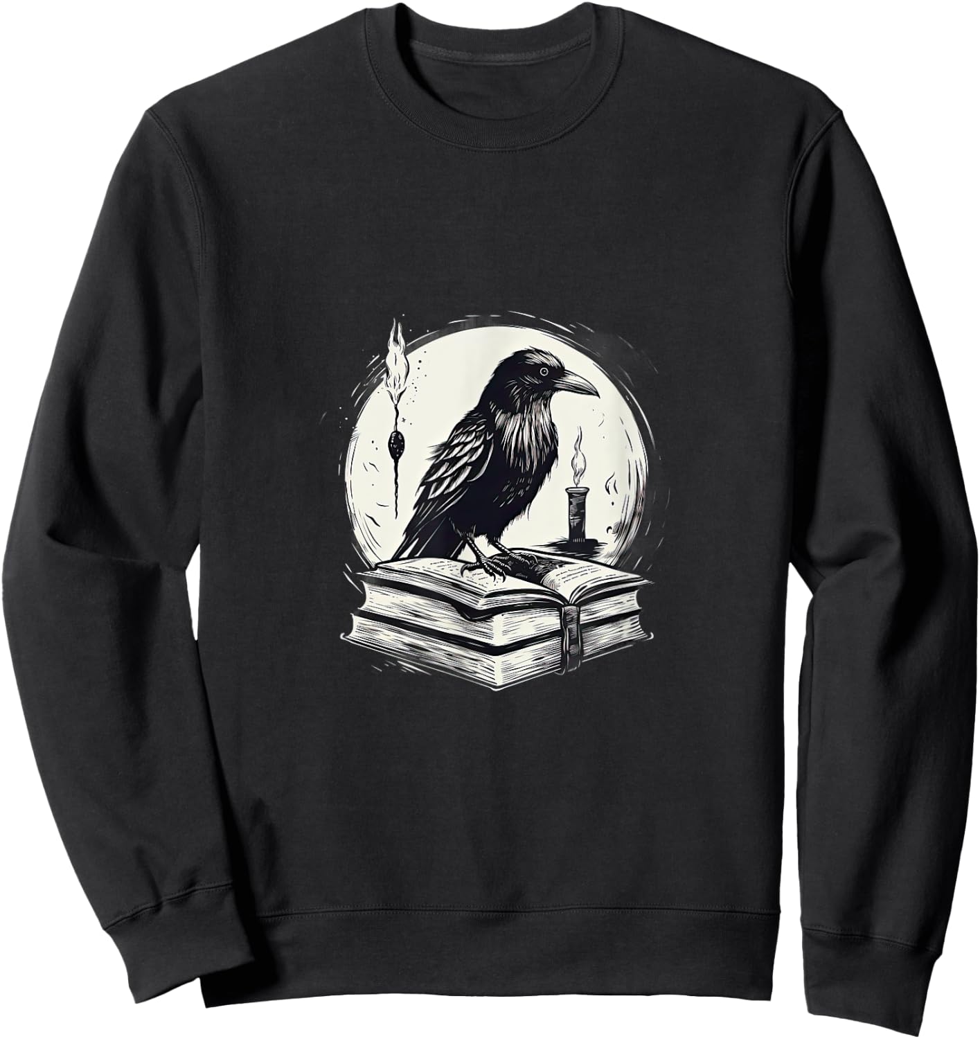 Raven Reading Book Occult Crow Sweatshirt - Sweatshirt | Black