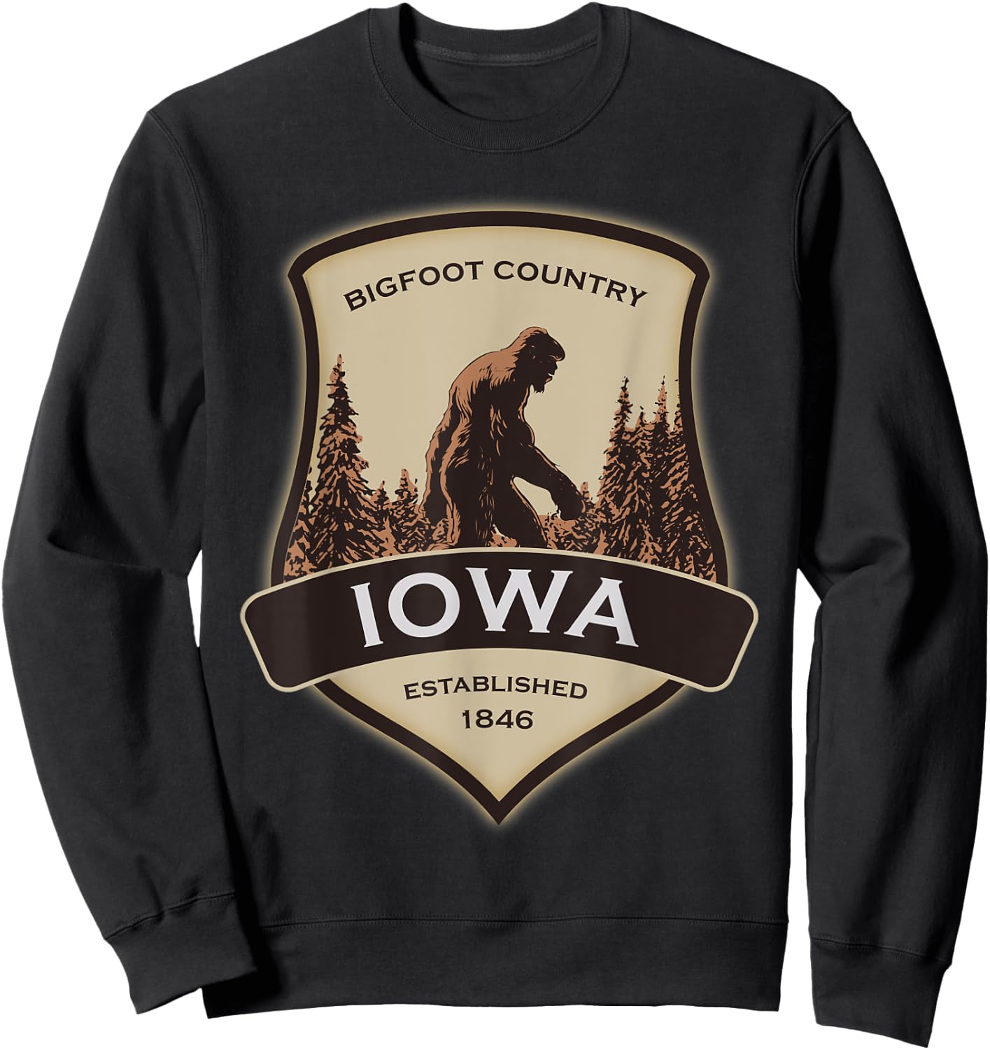 Iowa and a Bigfoot, or a Sasquatch Sweatshirt - Sweatshirt | Black