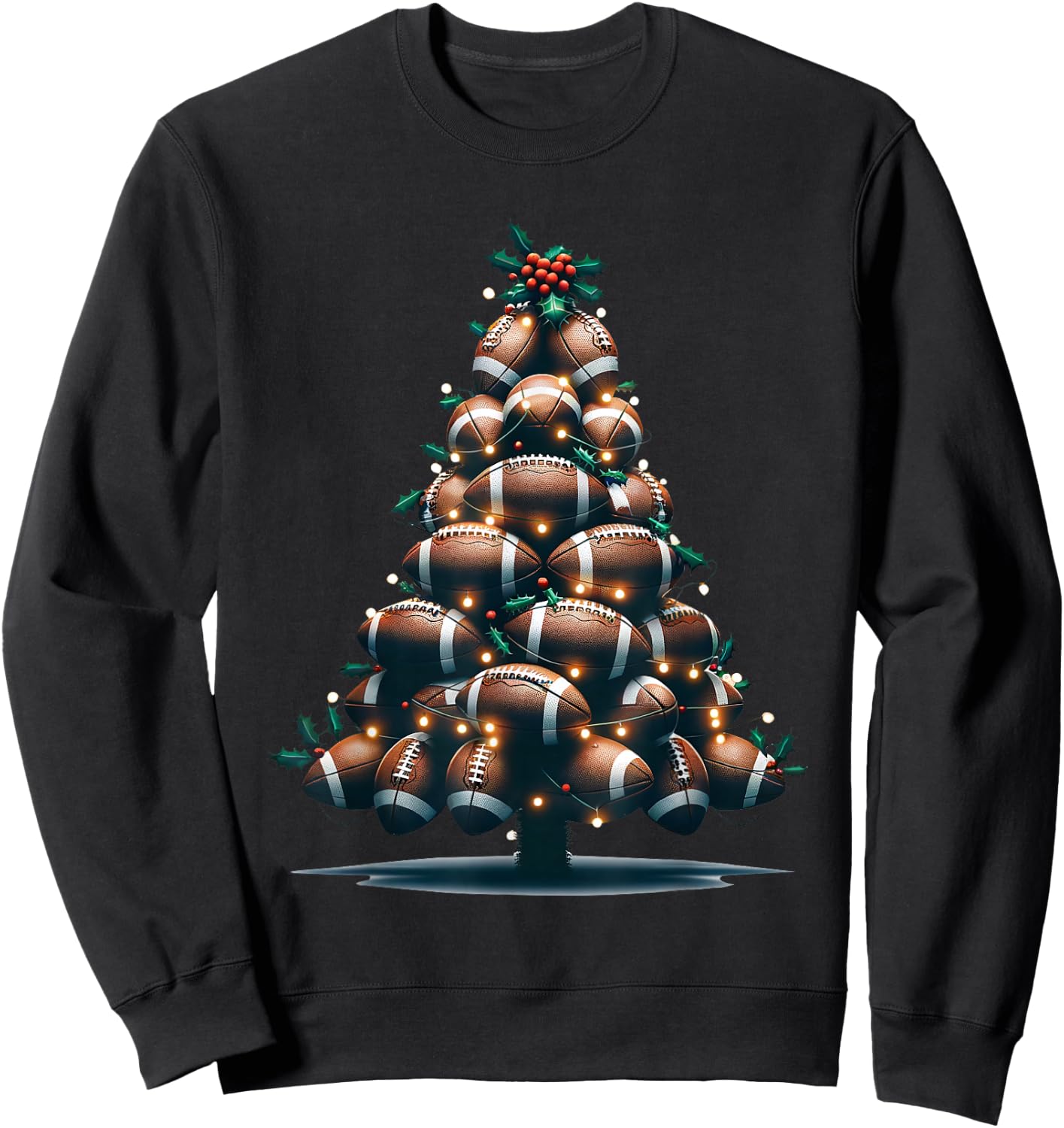 Football Christmas Tree For Sports Lovers Player Sweatshirt - Sweatshirt | Black