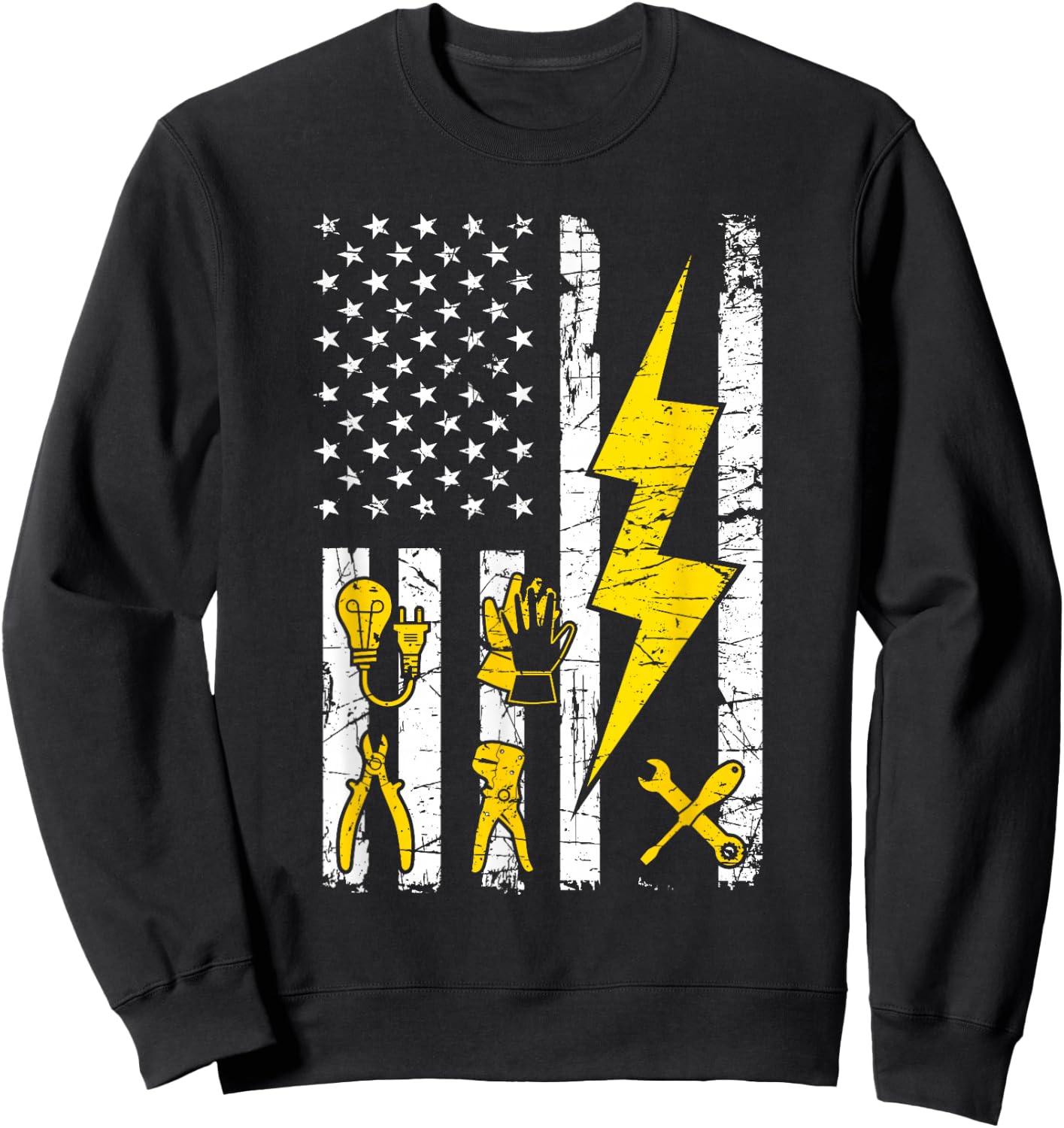 Tools - USA Flag Electrician Patriotic Lineman 4th July Sweatshirt - Sweatshirt | Black