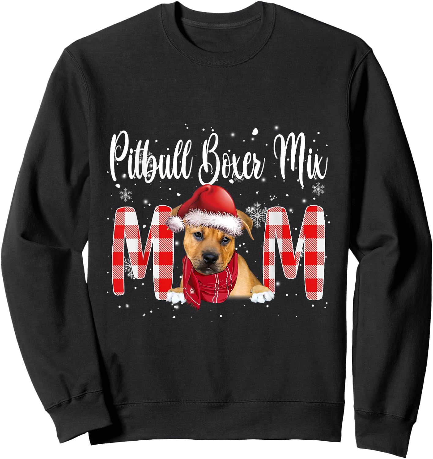 Pitbull Boxer Mix Dog Mom Dad Family Costume DIY Christmas Sweatshirt - Sweatshirt | Black