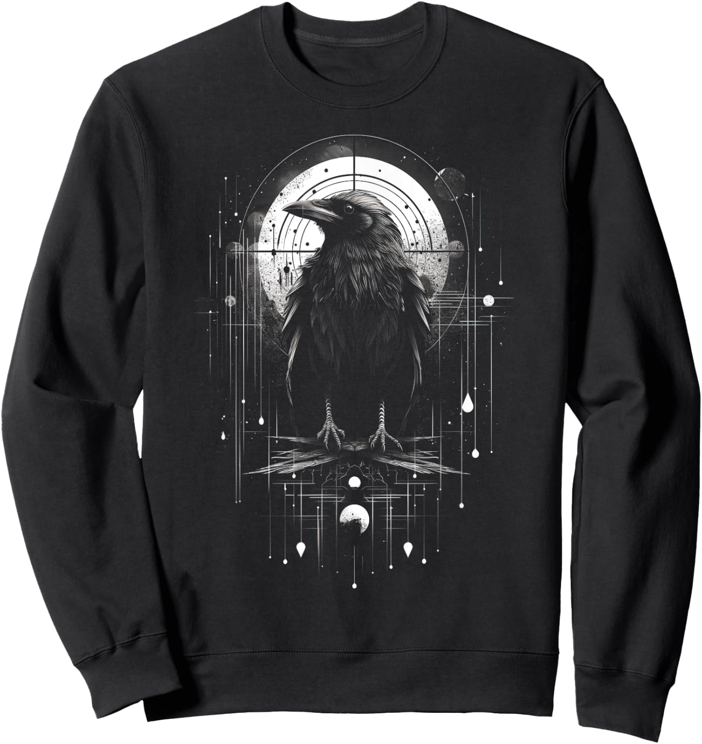 Raven Crow Dark Bird Witchcraft Omens Midnight Sweatshirt - Sweatshirt | Black