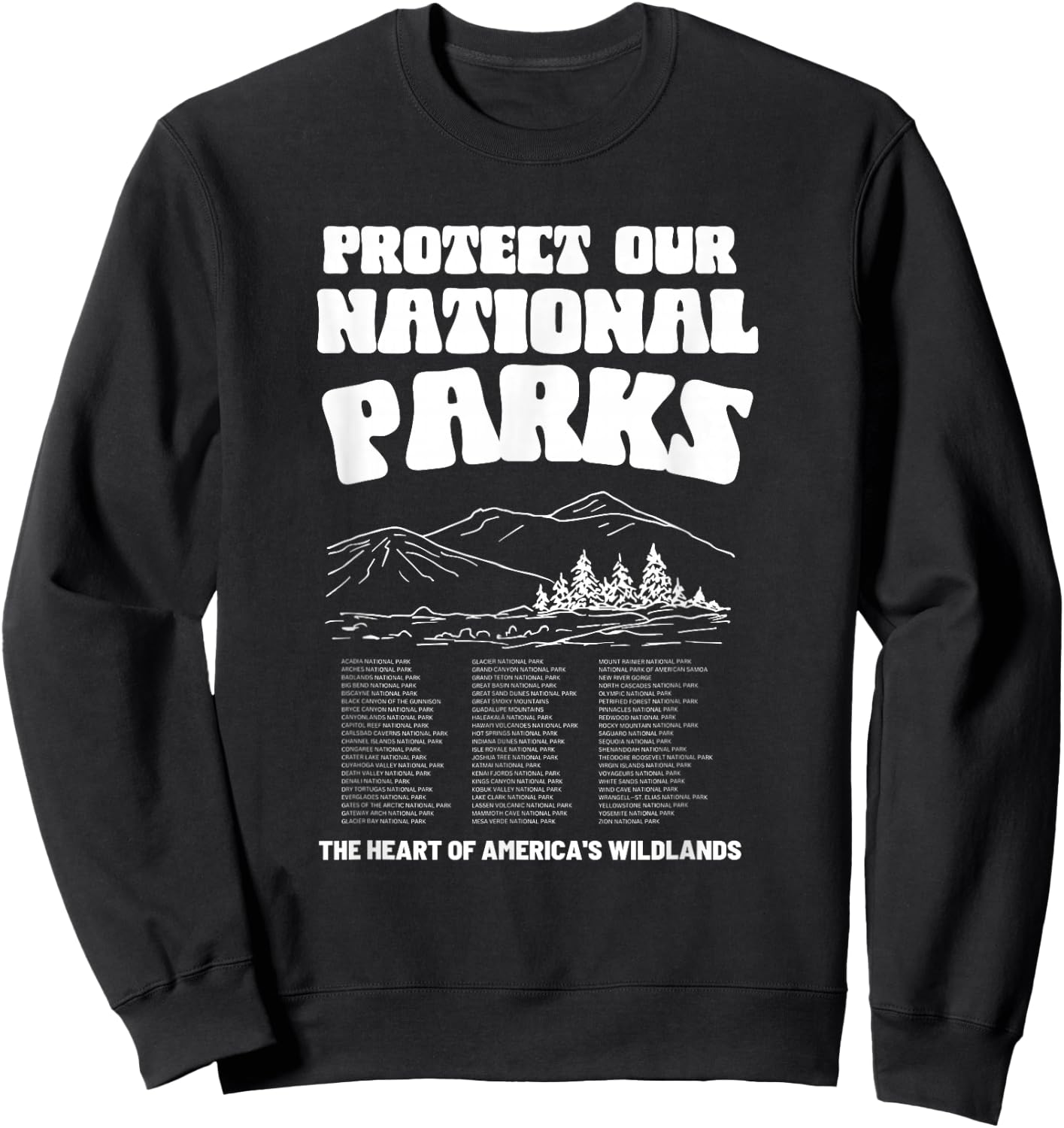 Vintage Granola Girl Aesthetic Protect Our National Parks Sweatshirt - Sweatshirt | Black