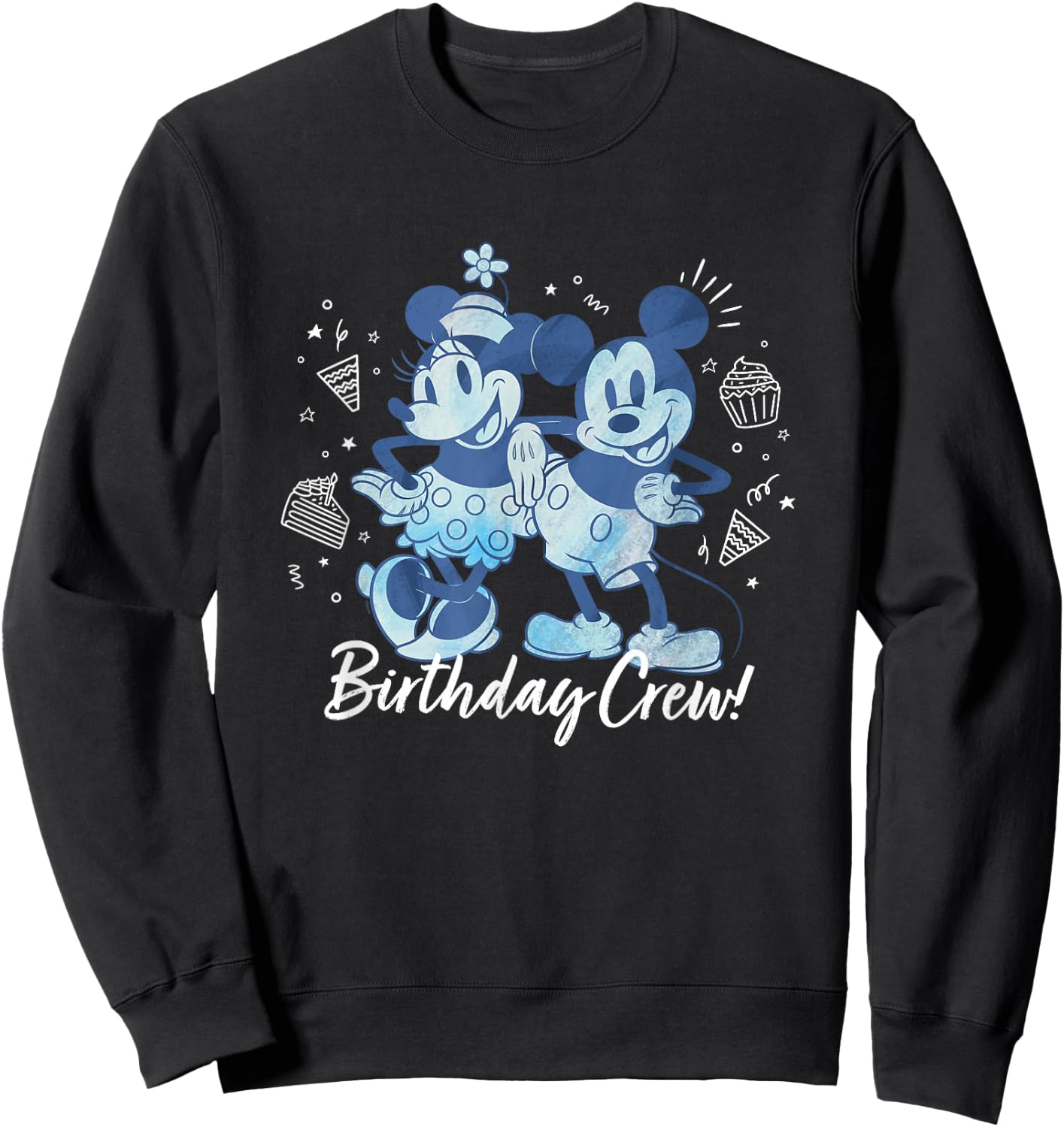 Disney Mickey Mouse and Minnie Mouse Birthday Crew Retro Sweatshirt - Sweatshirt | Black