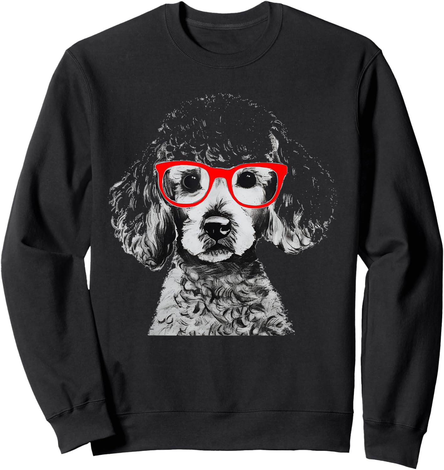 Sock Hop 50s Costume Poodle Shirt Red Glasses 1950's Sweatshirt - Sweatshirt | Black