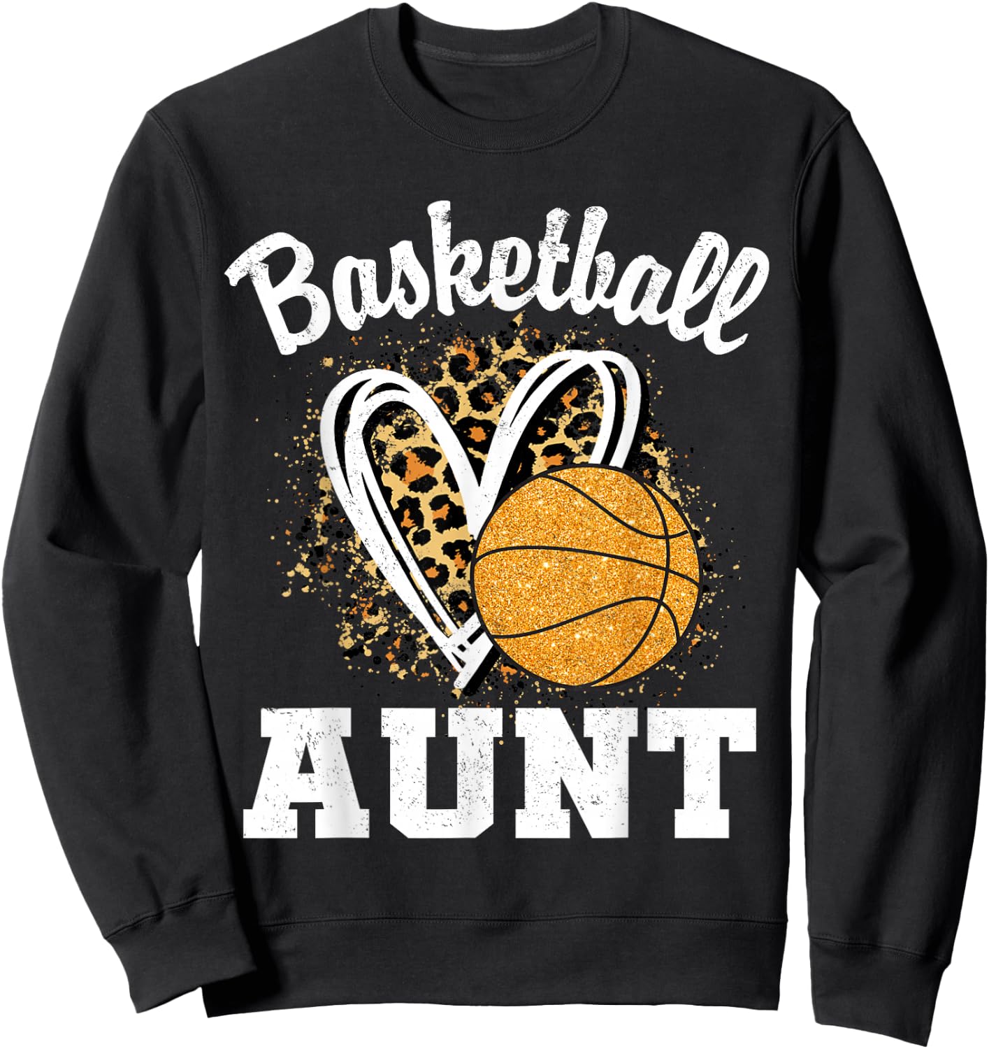 Basketball Aunt Leopard Heart Sweatshirt - Sweatshirt | Black