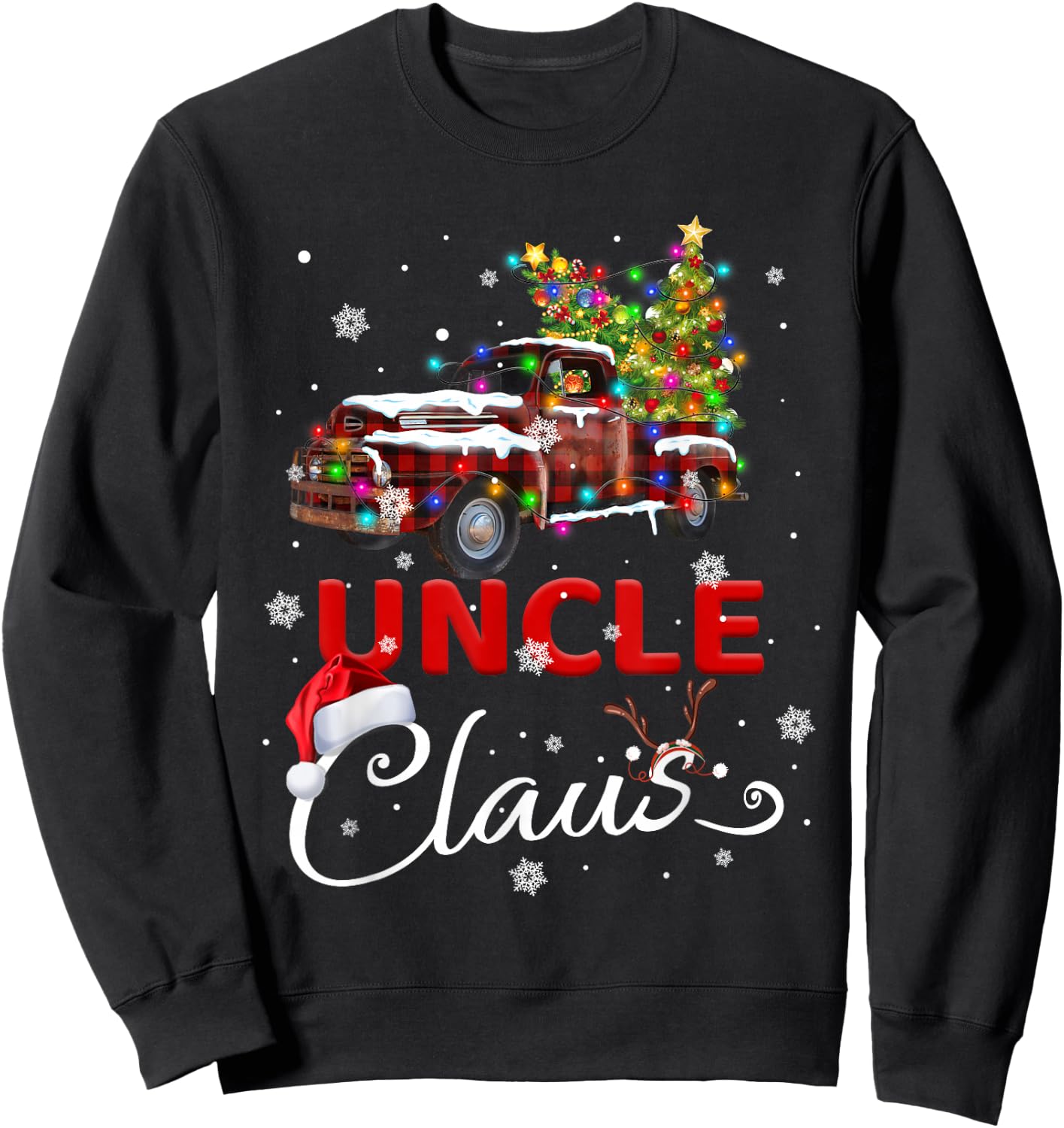 Uncle Claus Truck Santa Christmas Family Santa Men Women Sweatshirt - Sweatshirt | Black